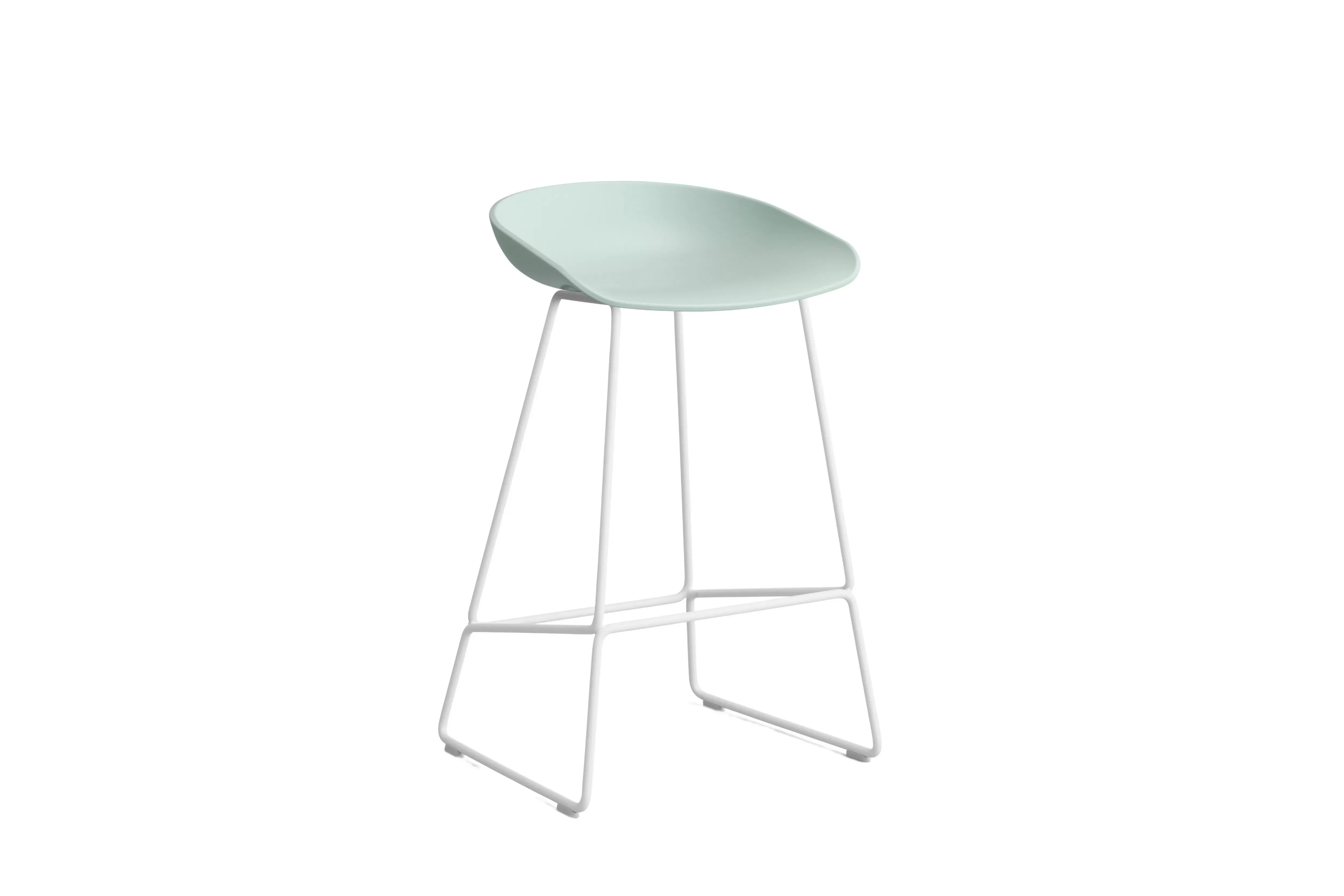 HAY About a Stool AAS 38 - patins standards en plastique - Hauteur d'assise 65 cm - dusty mint 2.0 - blanc