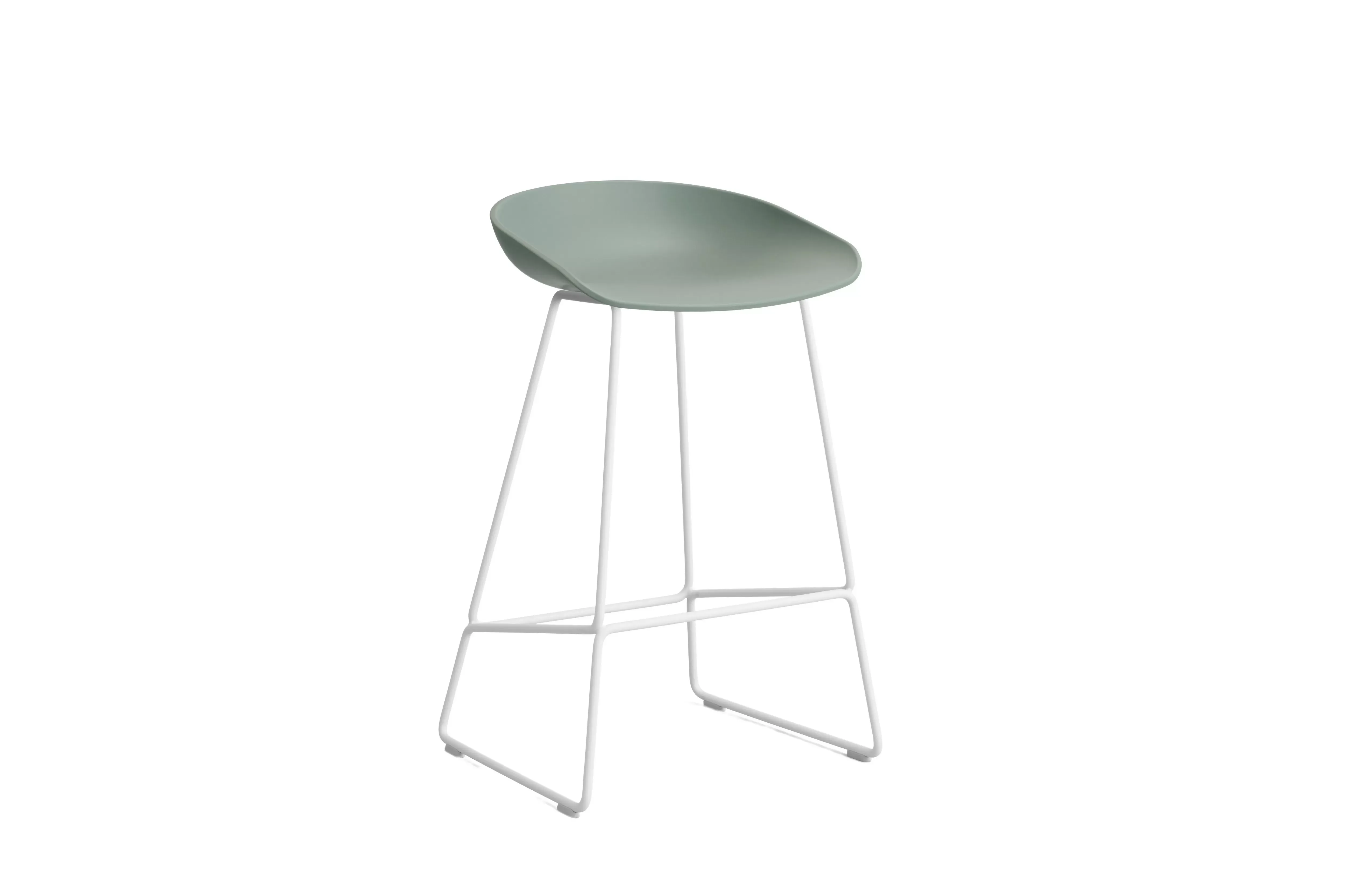 HAY About a Stool AAS 38 - fall green 2.0 - blanc - patins standards en plastique - Hauteur d'assise 65 cm