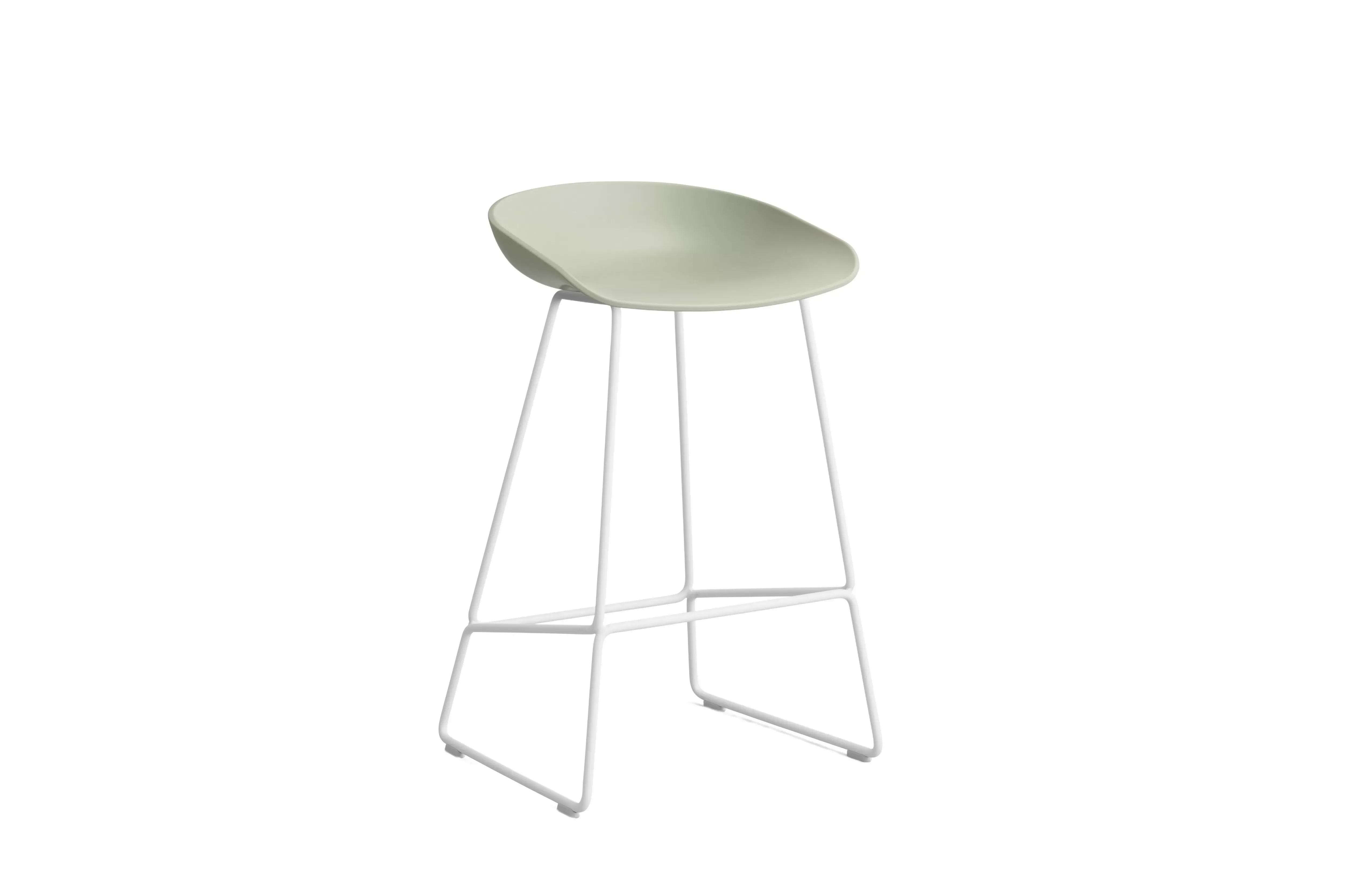 HAY About a Stool AAS 38 - pastel green 2.0 - blanc - patins en feutre - Hauteur d'assise 65 cm