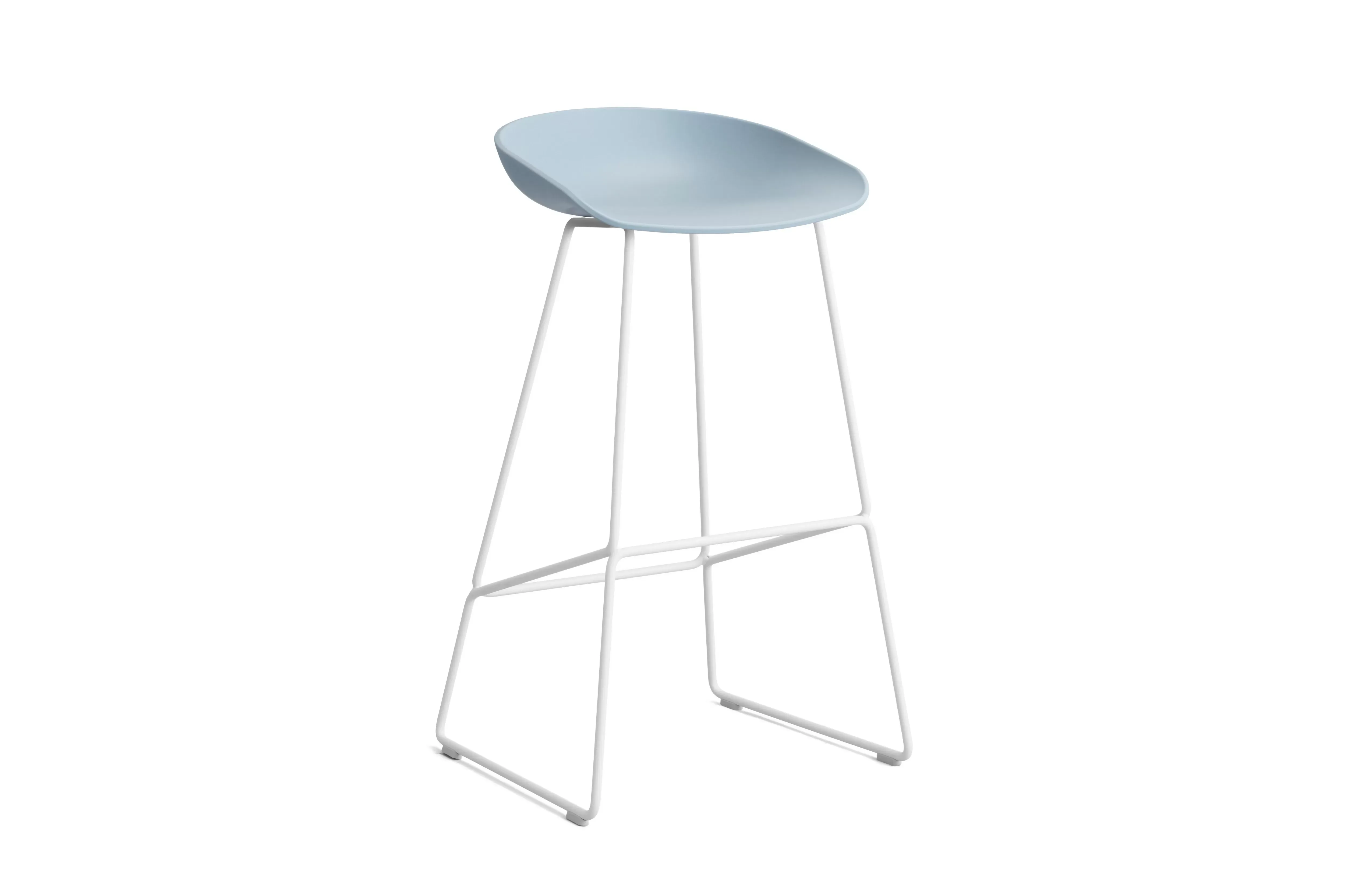HAY About a Stool AAS 38 - Hauteur d'assise 75 cm - patins standards en plastique - blanc - slate blue 2.0