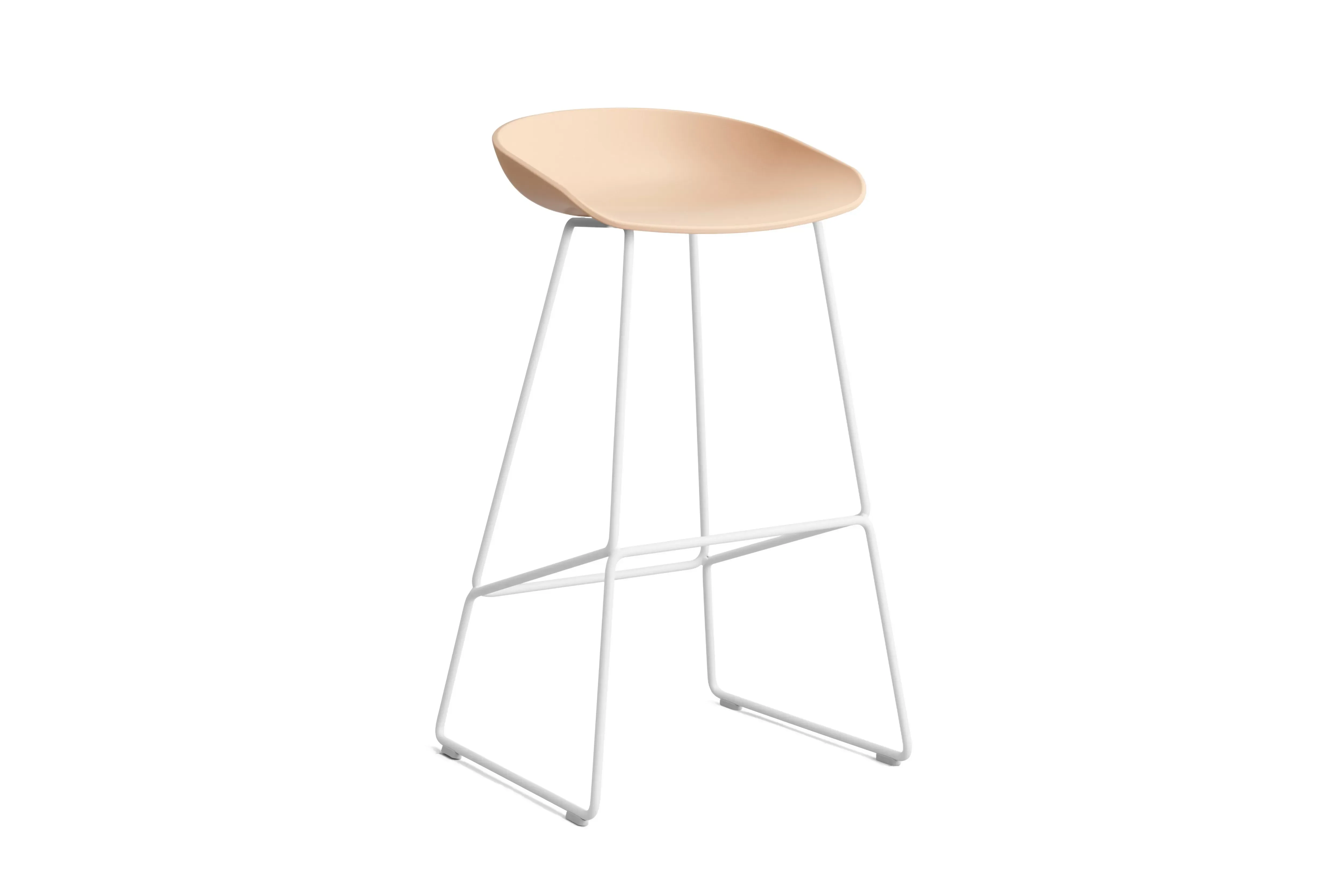 HAY About a Stool AAS 38 - pale peach 2.0 - blanc - patins standards en plastique - Hauteur d'assise 75 cm
