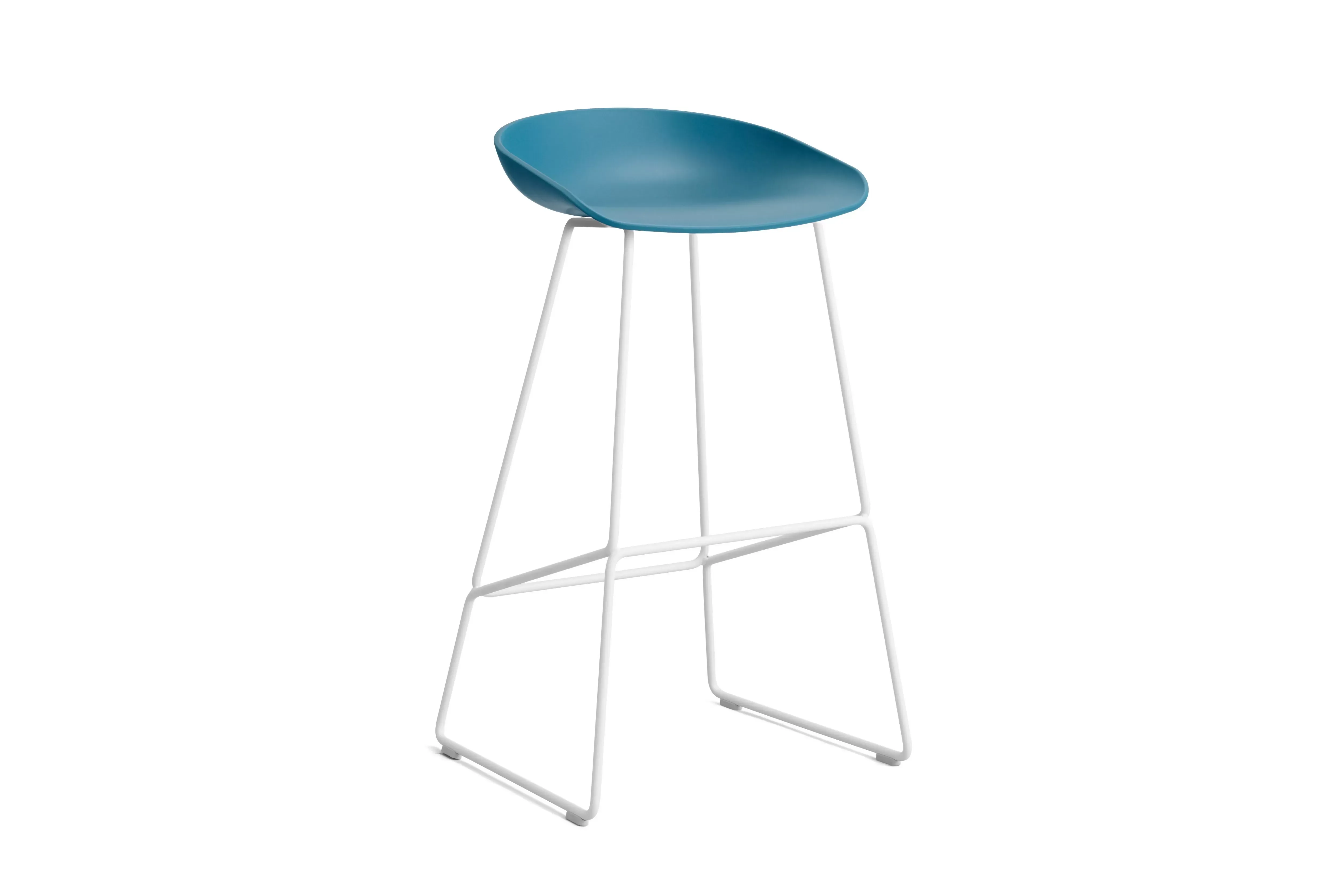 HAY About a Stool AAS 38 - patins standards en plastique - Hauteur d'assise 75 cm - azure blue 2.0 - blanc