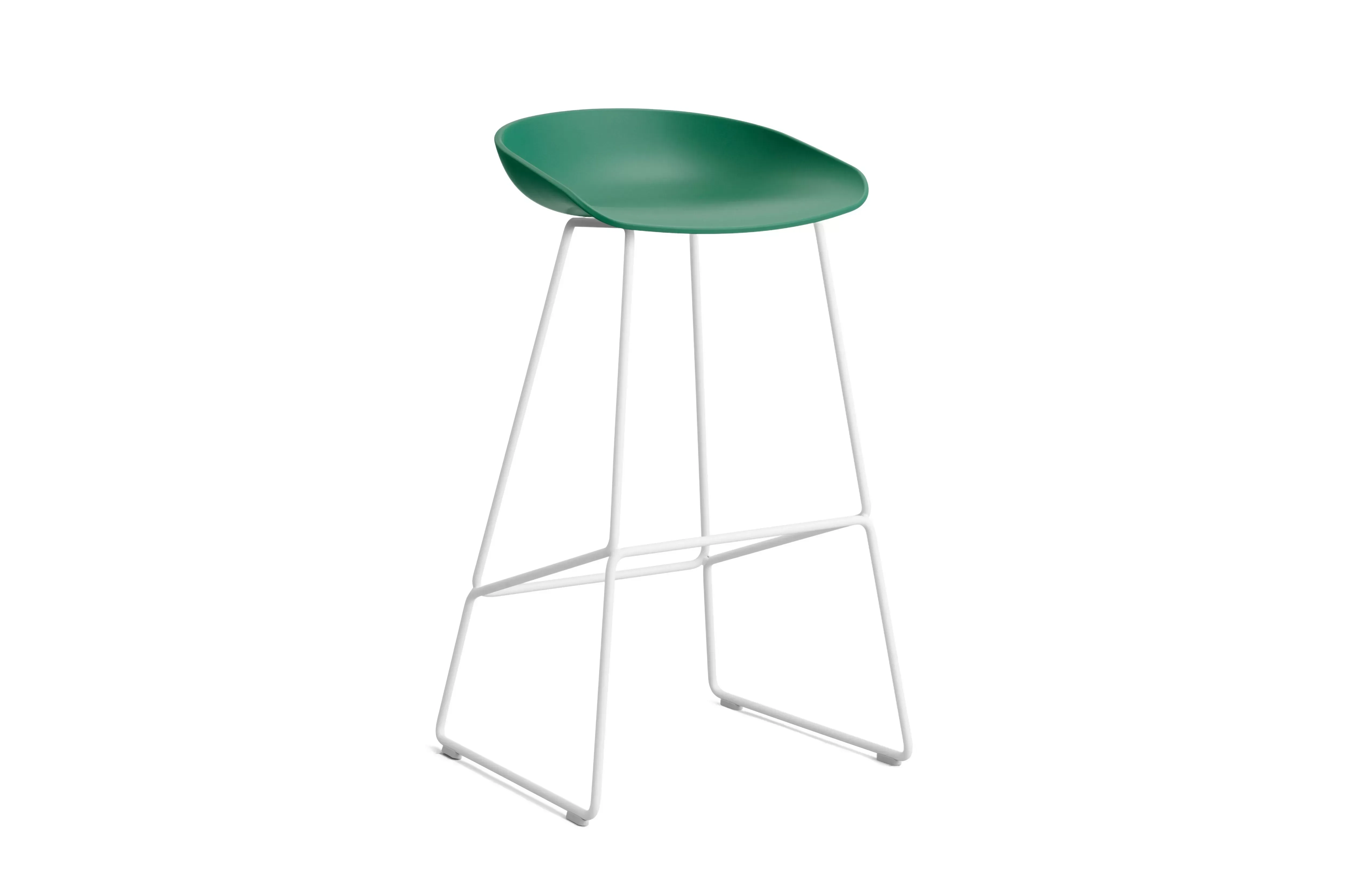HAY About a Stool AAS 38 - teal green 2.0 - blanc - patins standards en plastique - Hauteur d'assise 75 cm