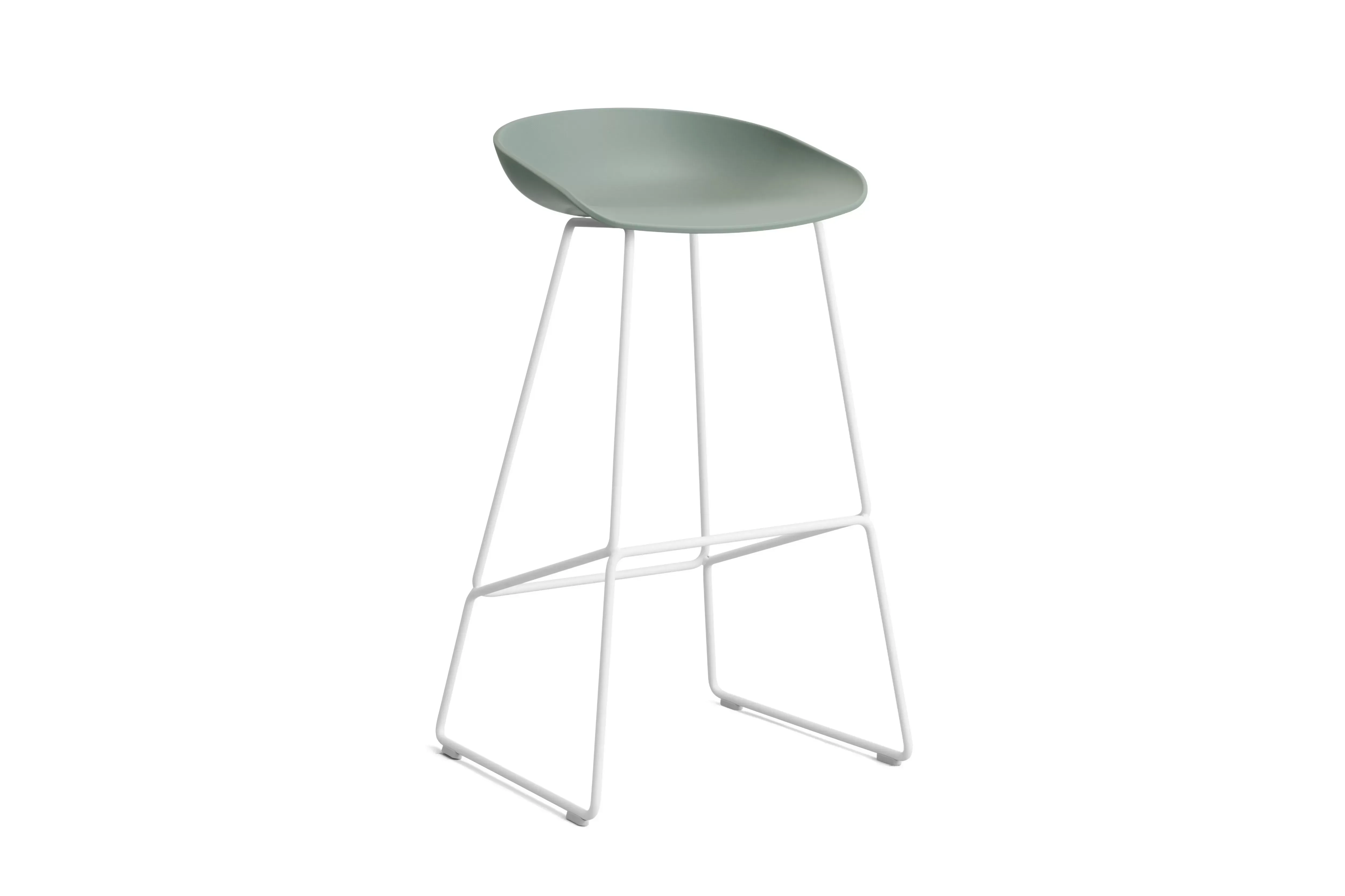 HAY About a Stool AAS 38 - fall green 2.0 - blanc - patins standards en plastique - Hauteur d'assise 75 cm