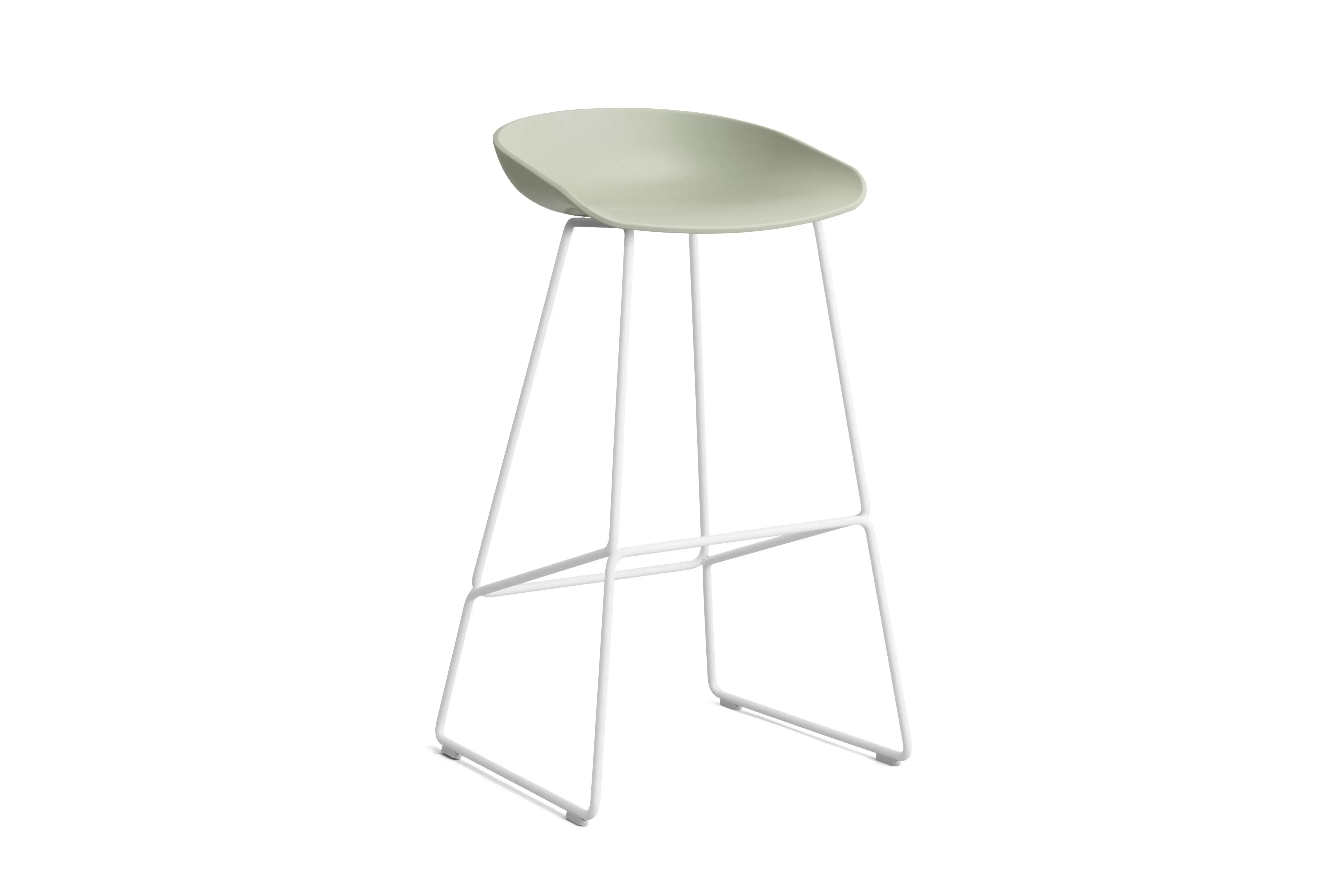 HAY About a Stool AAS 38 - pastel green 2.0 - blanc - patins standards en plastique - Hauteur d'assise 75 cm