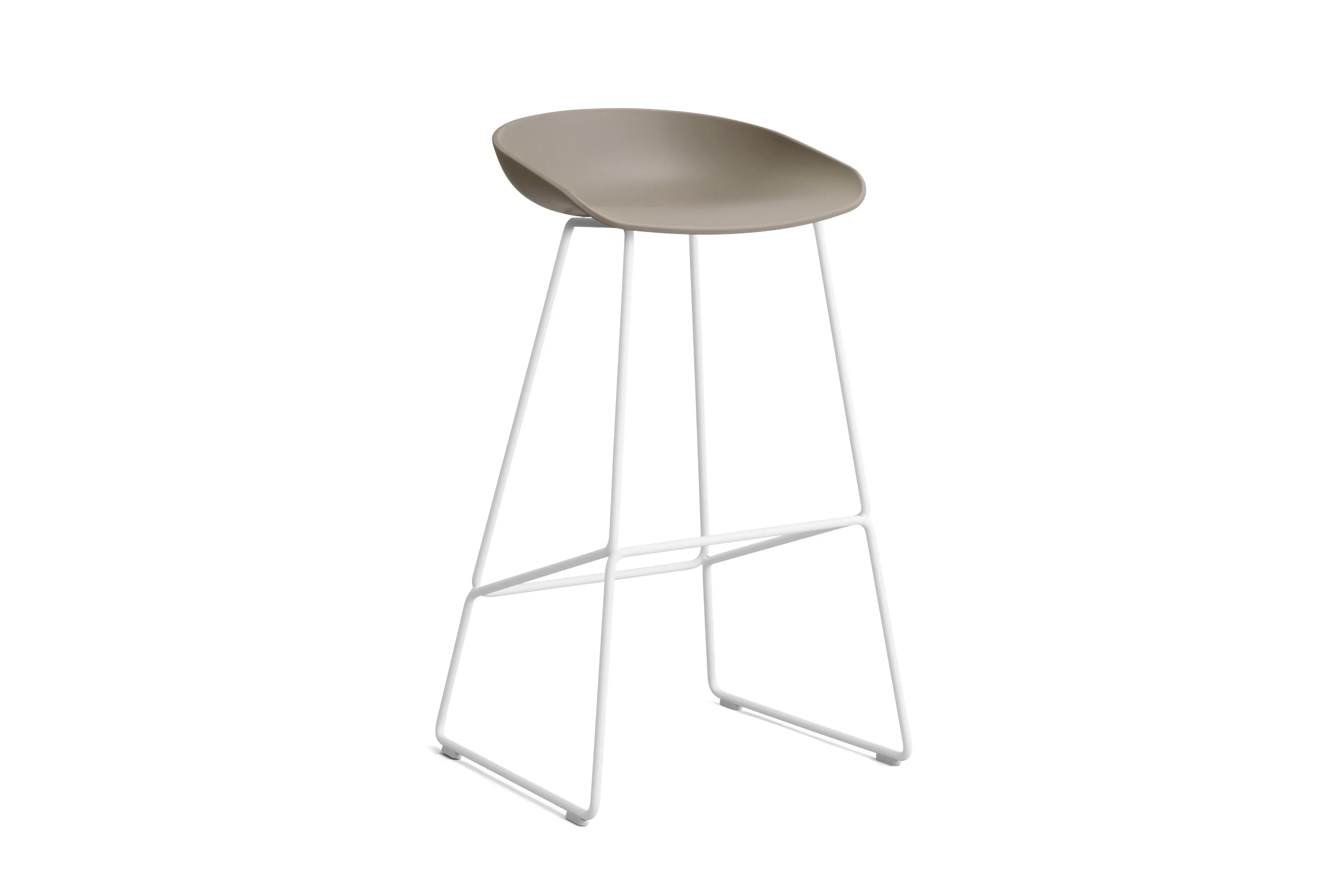HAY About a Stool AAS 38 - patins standards en plastique - Hauteur d'assise 75 cm - khaki 2.0 - blanc