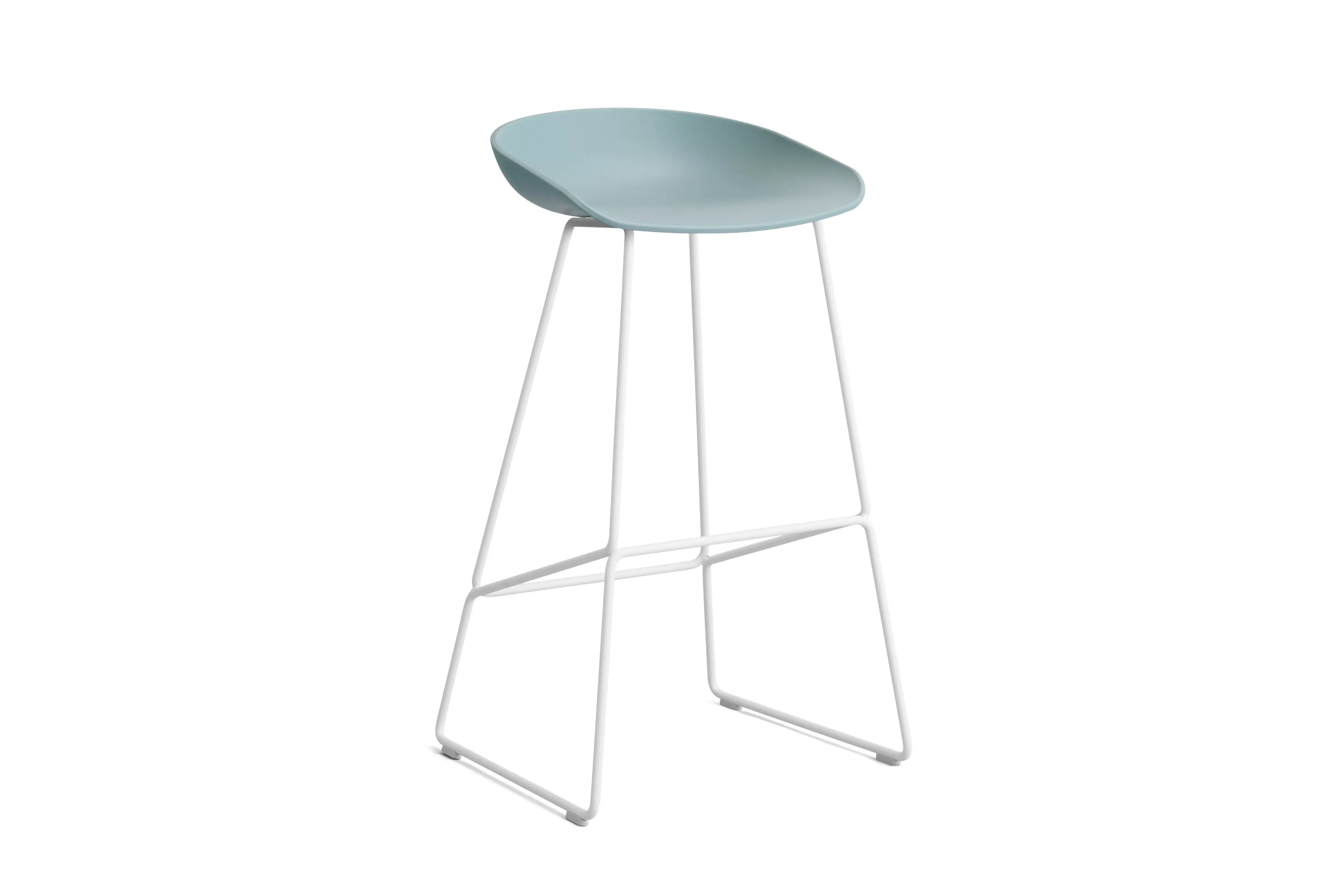 HAY About a Stool AAS 38 - dusty blue 2.0 - blanc - patins standards en plastique - Hauteur d'assise 75 cm