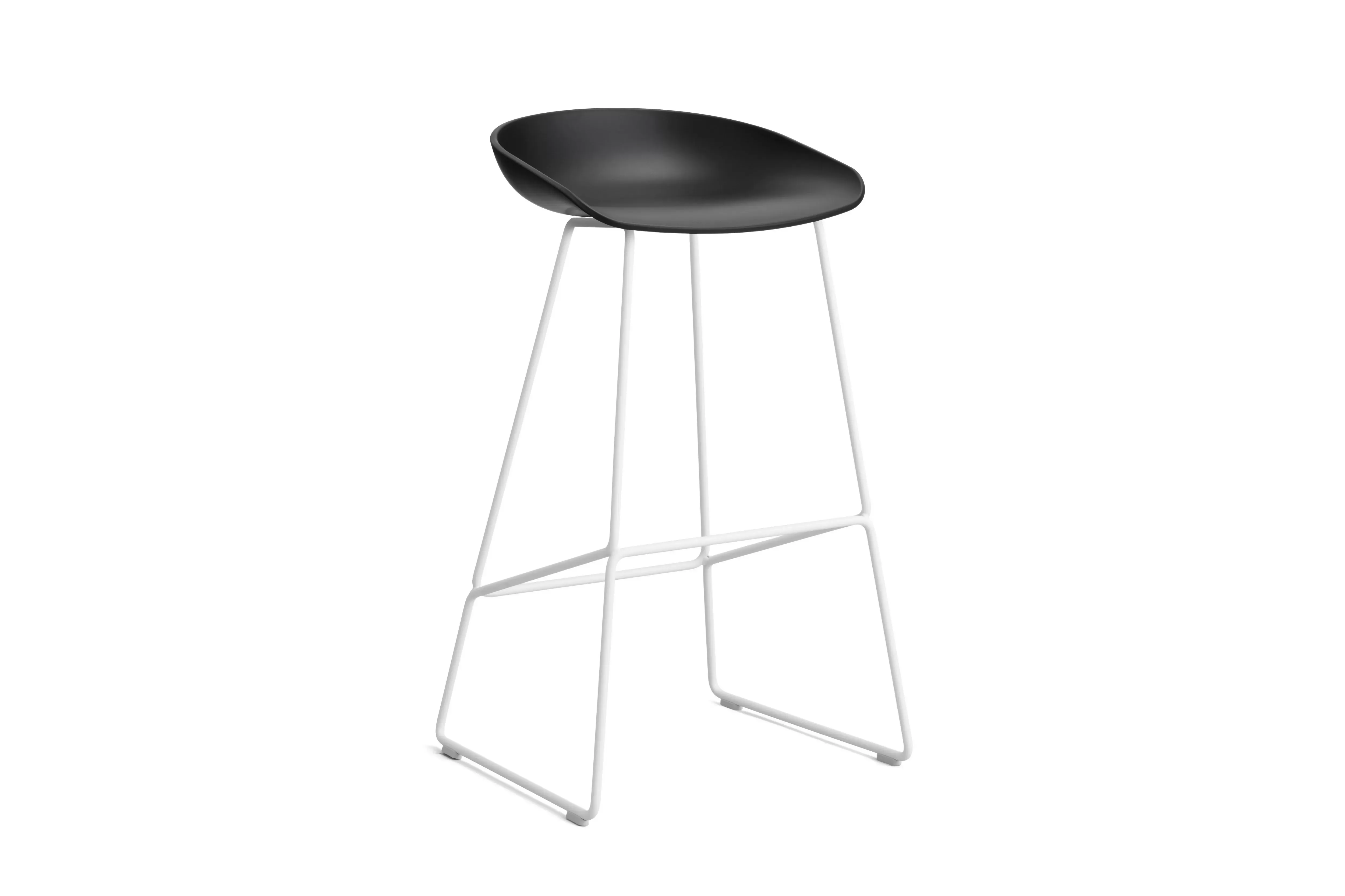 HAY About a Stool AAS 38 - black 2.0 - blanc - patins standards en plastique - Hauteur d'assise 75 cm