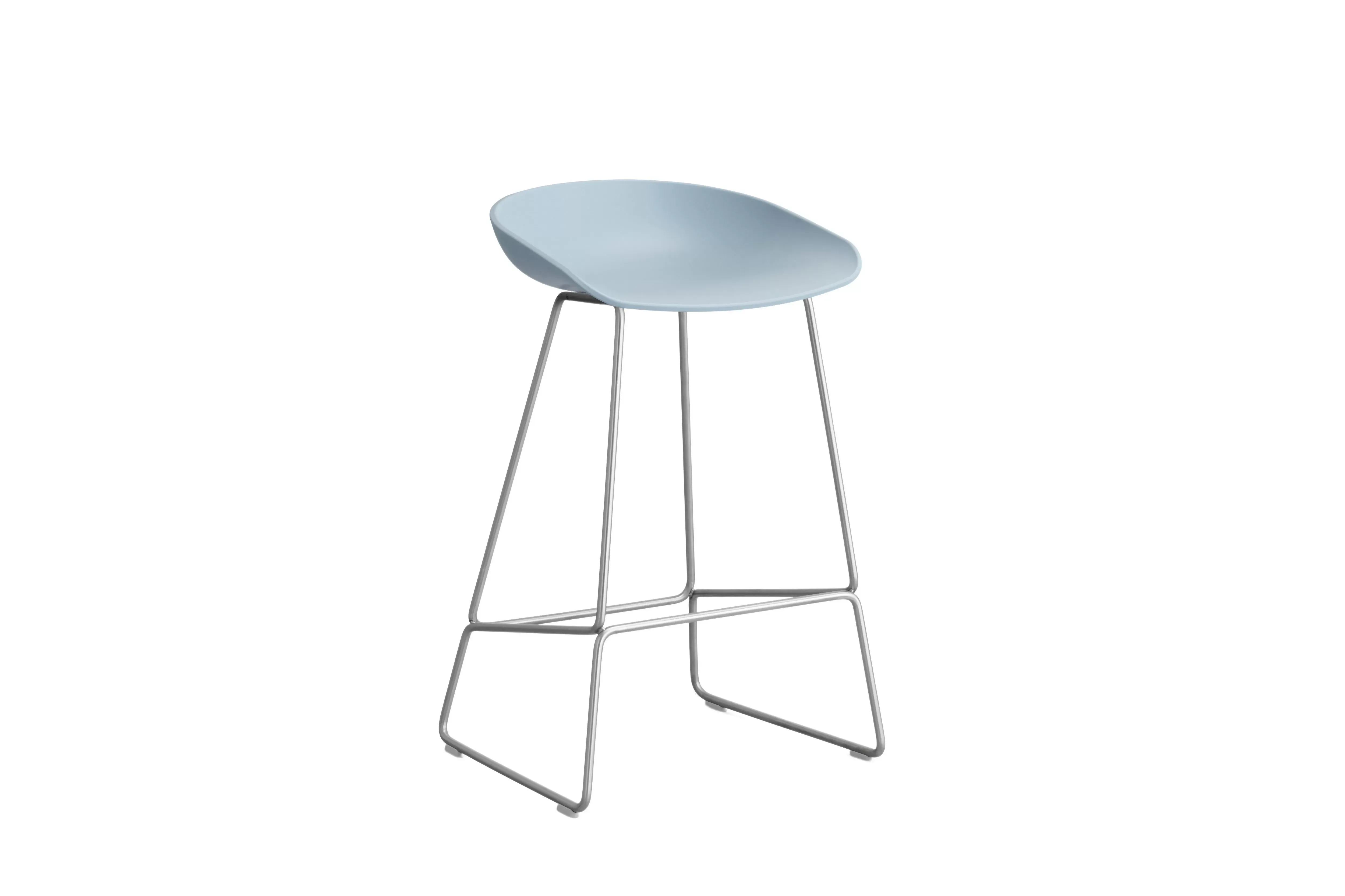 HAY About a Stool AAS 38 - patins standards en plastique - Hauteur d'assise 65 cm - slate blue 2.0 - acier inoxydable
