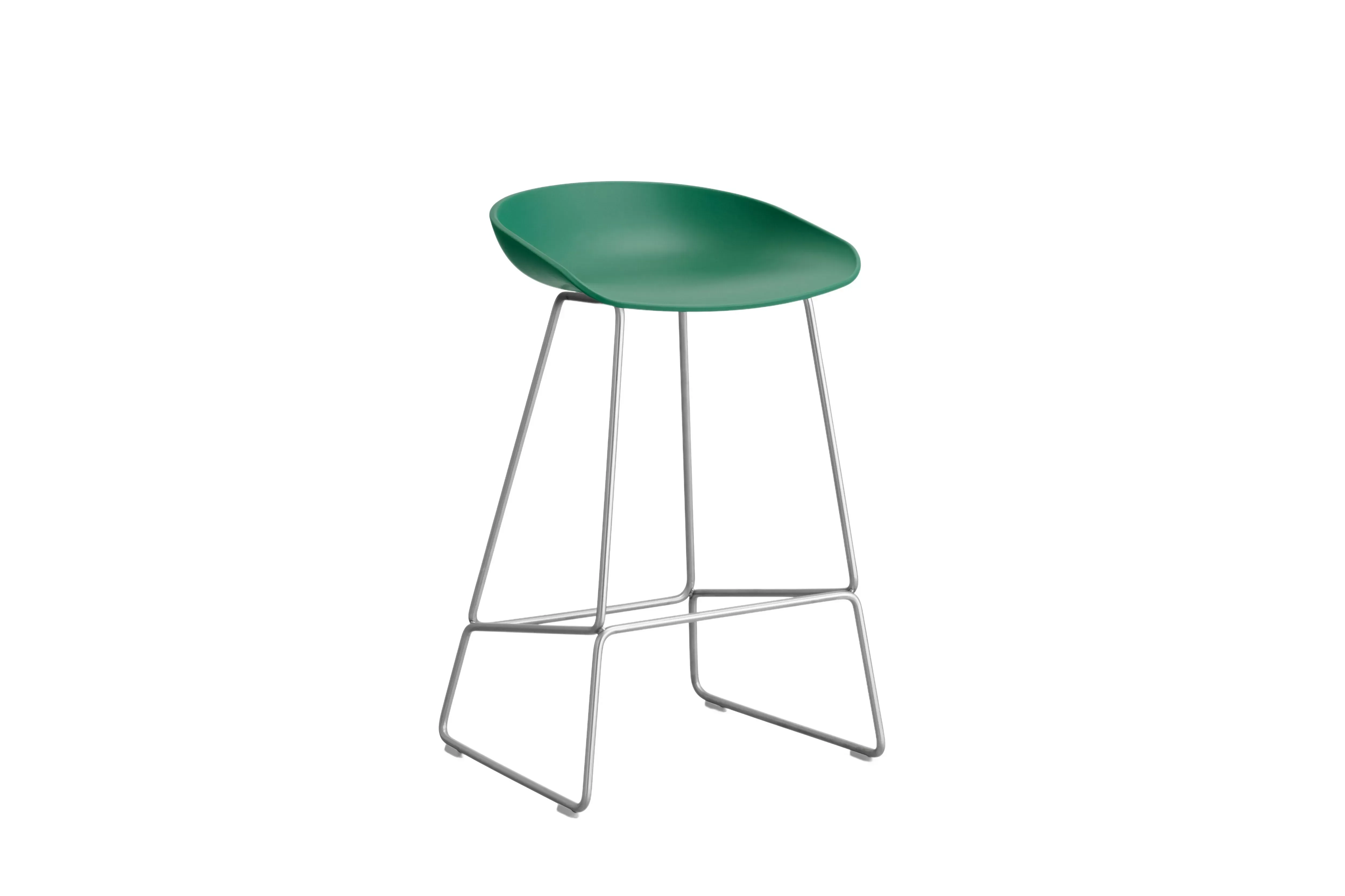 HAY About a Stool AAS 38 - teal green 2.0 - acier inoxydable - patins standards en plastique - Hauteur d'assise 65 cm