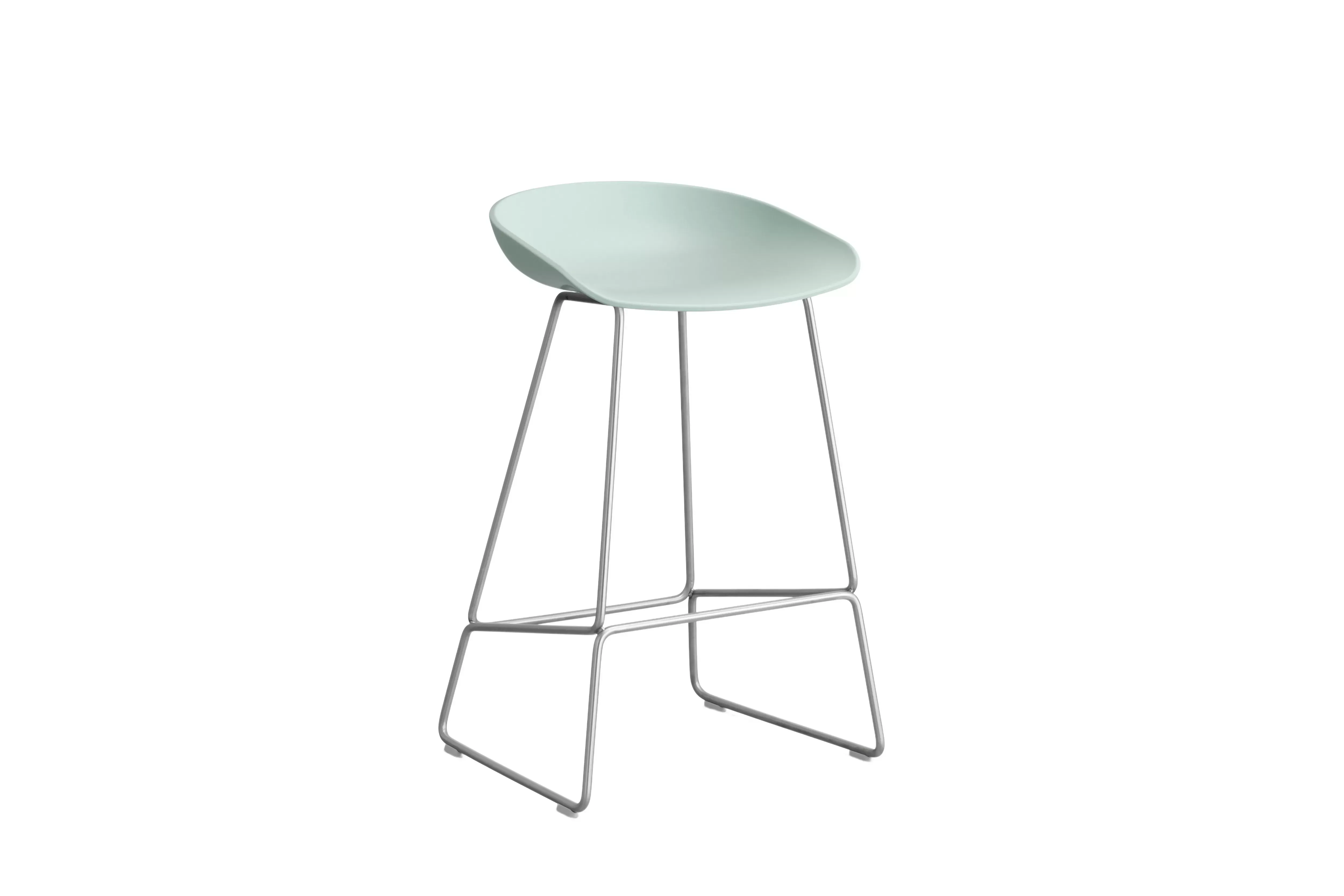 HAY About a Stool AAS 38 - patins standards en plastique - Hauteur d'assise 65 cm - dusty mint 2.0 - acier inoxydable