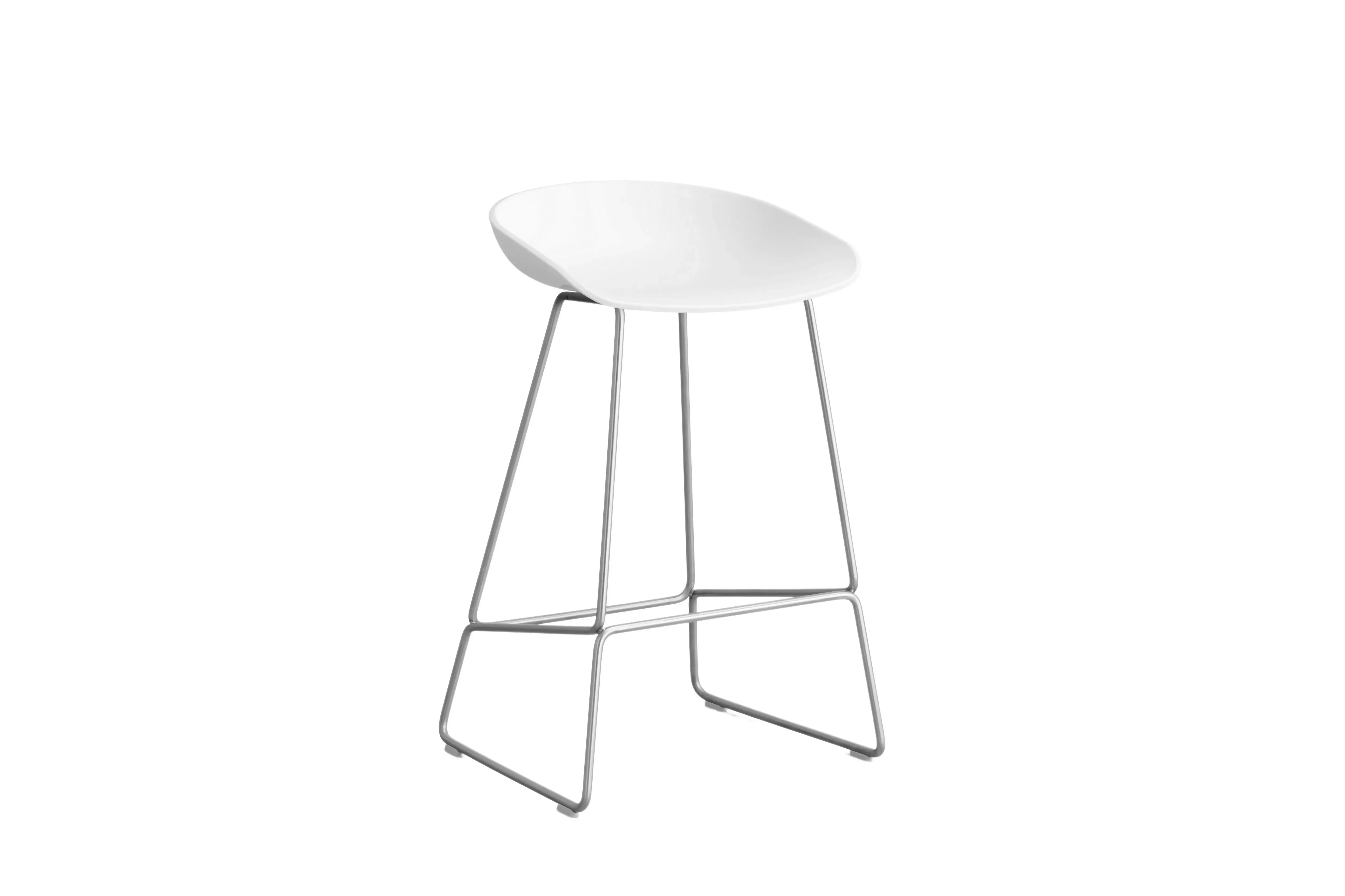 HAY About a Stool AAS 38 - patins standards en plastique - Hauteur d'assise 65 cm - white 2.0 - acier inoxydable