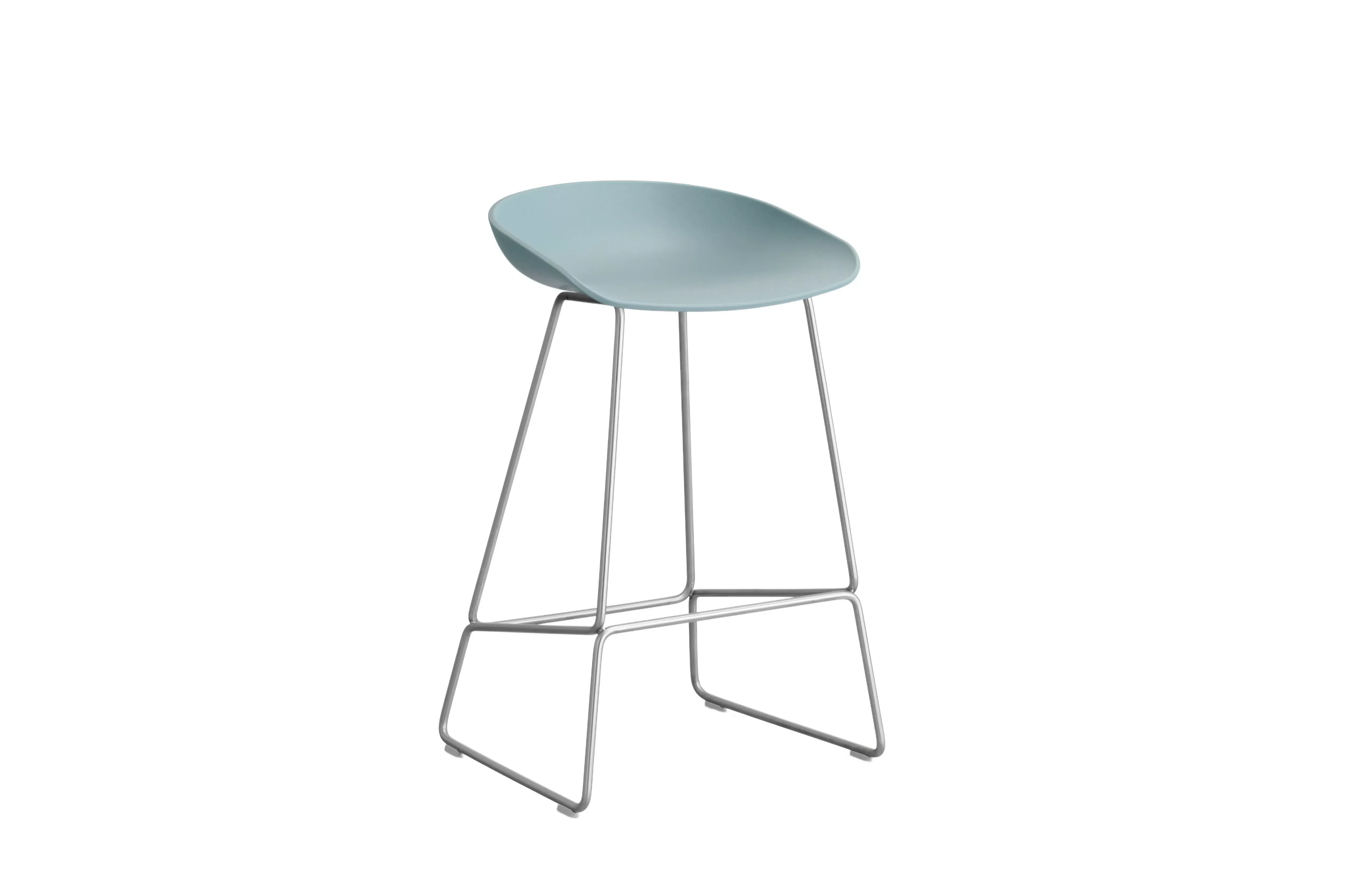 HAY About a Stool AAS 38 - dusty blue 2.0 - acier inoxydable - patins standards en plastique - Hauteur d'assise 65 cm