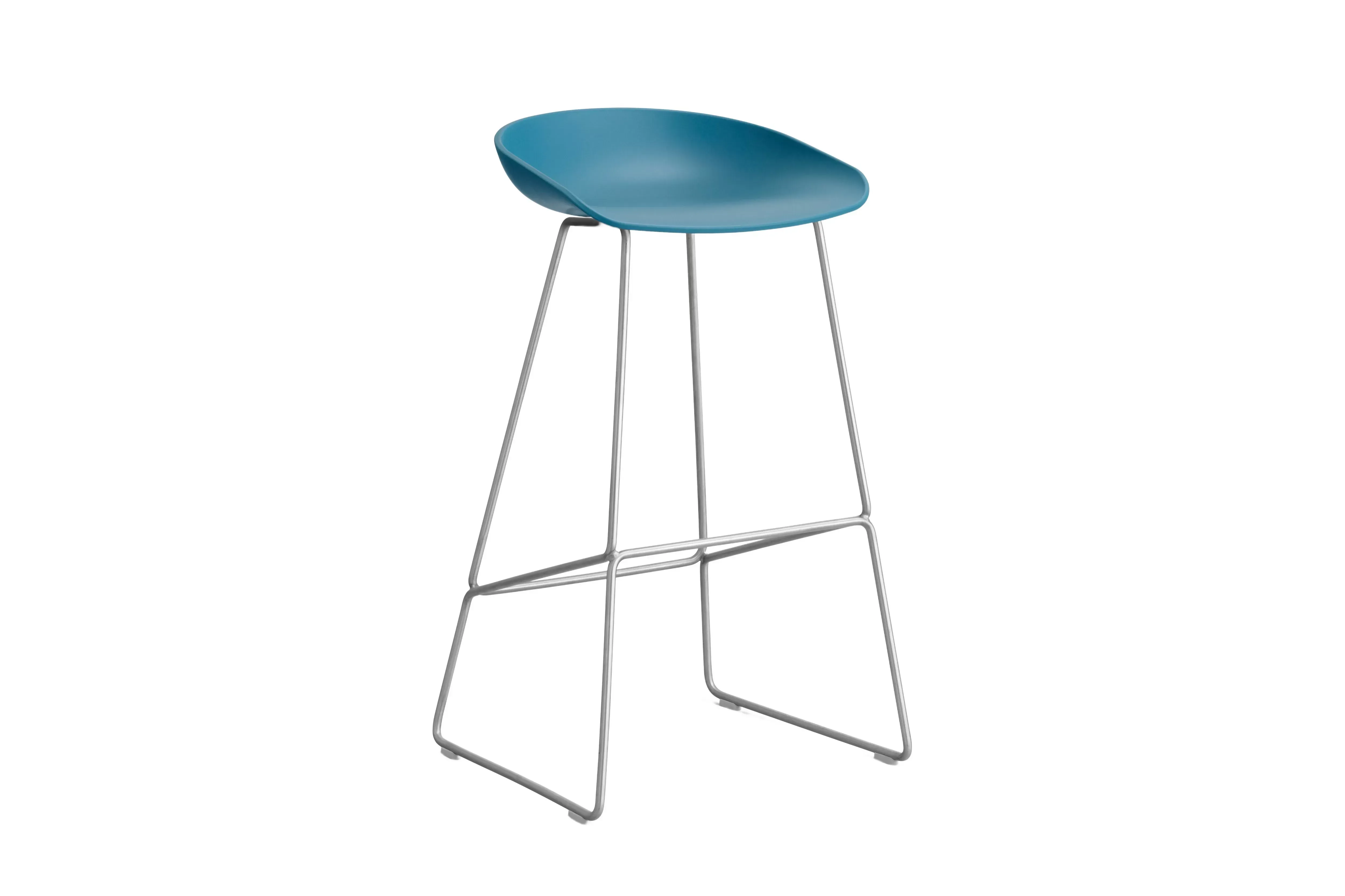 HAY About a Stool AAS 38 - patins standards en plastique - Hauteur d'assise 75 cm - azure blue 2.0 - acier inoxydable