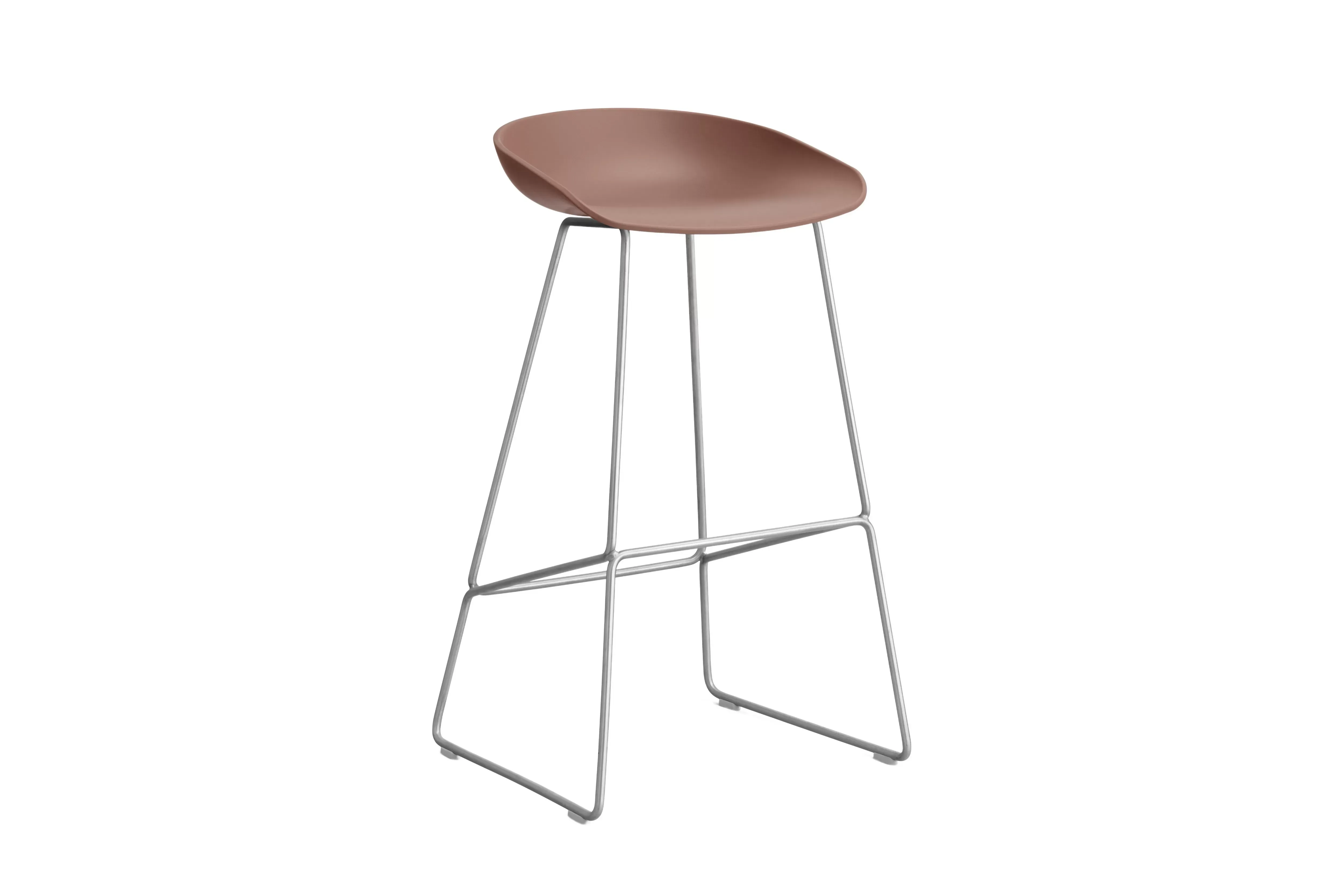 HAY About a Stool AAS 38 - patins standards en plastique - Hauteur d'assise 75 cm - soft brick 2.0 - acier inoxydable