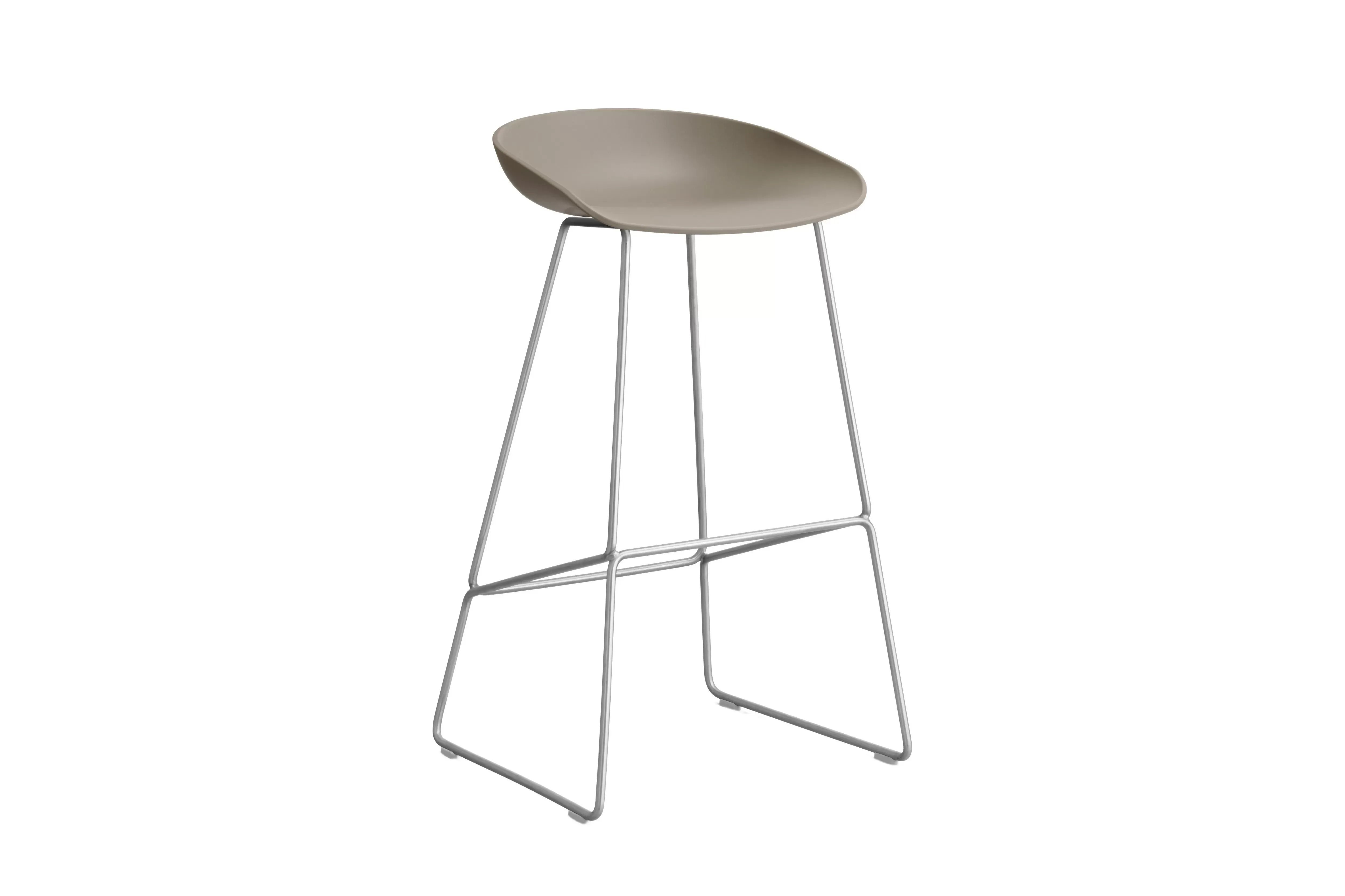 HAY About a Stool AAS 38 - patins standards en plastique - Hauteur d'assise 75 cm - khaki 2.0 - acier inoxydable