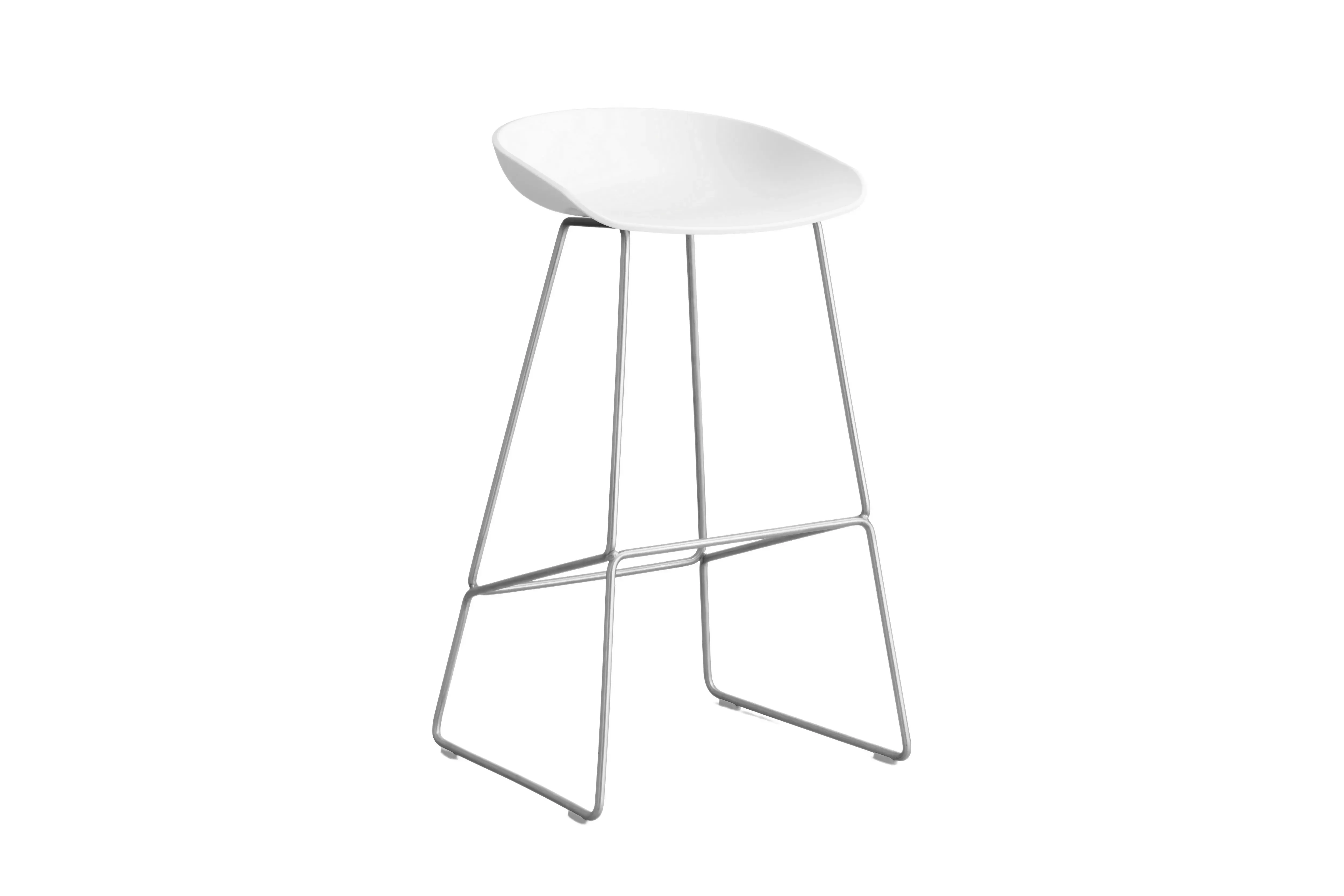 HAY About a Stool AAS 38 - patins standards en plastique - Hauteur d'assise 75 cm - white 2.0 - acier inoxydable