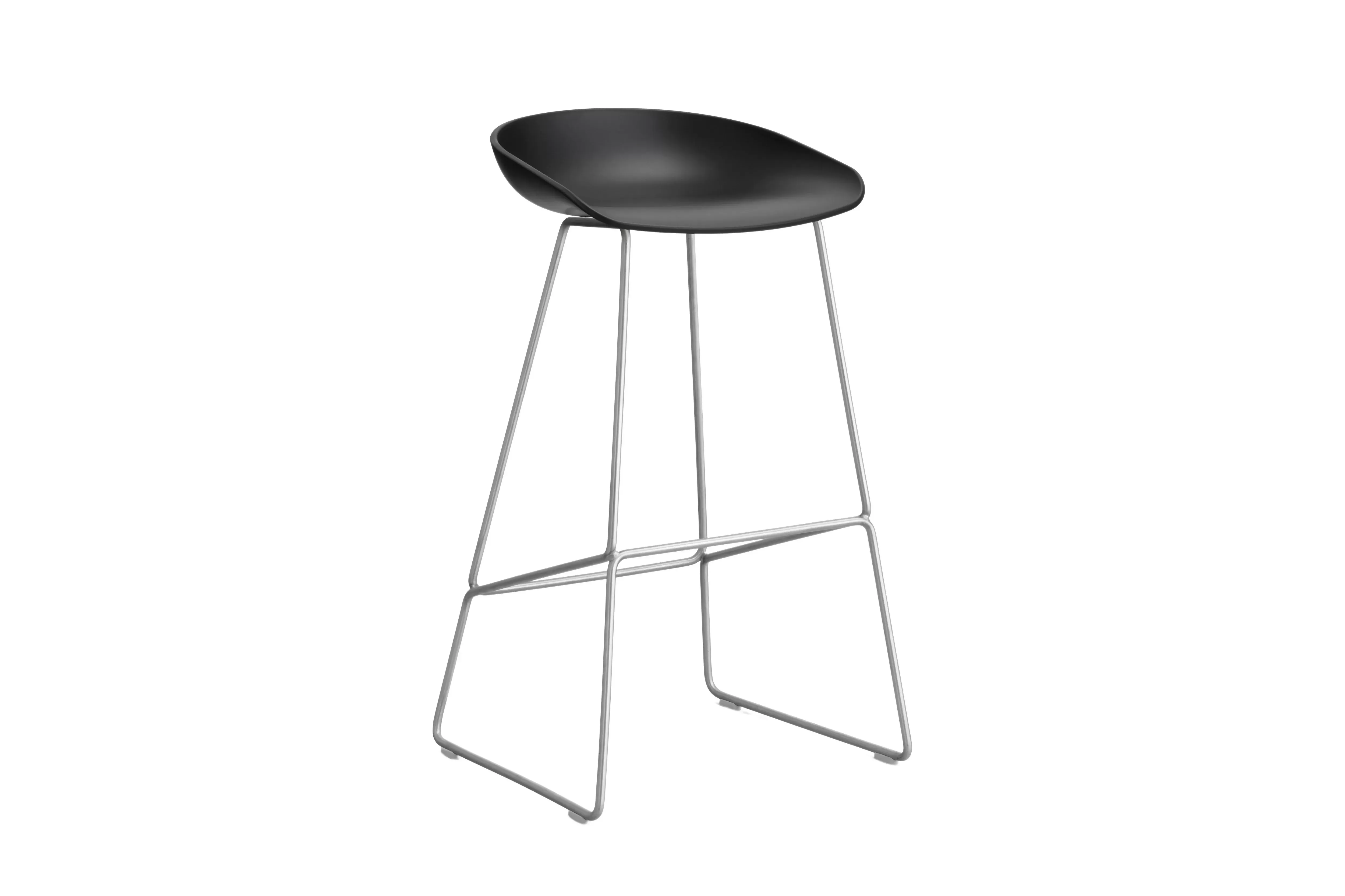 HAY About a Stool AAS 38 - black 2.0 - acier inoxydable - patins standards en plastique - Hauteur d'assise 75 cm