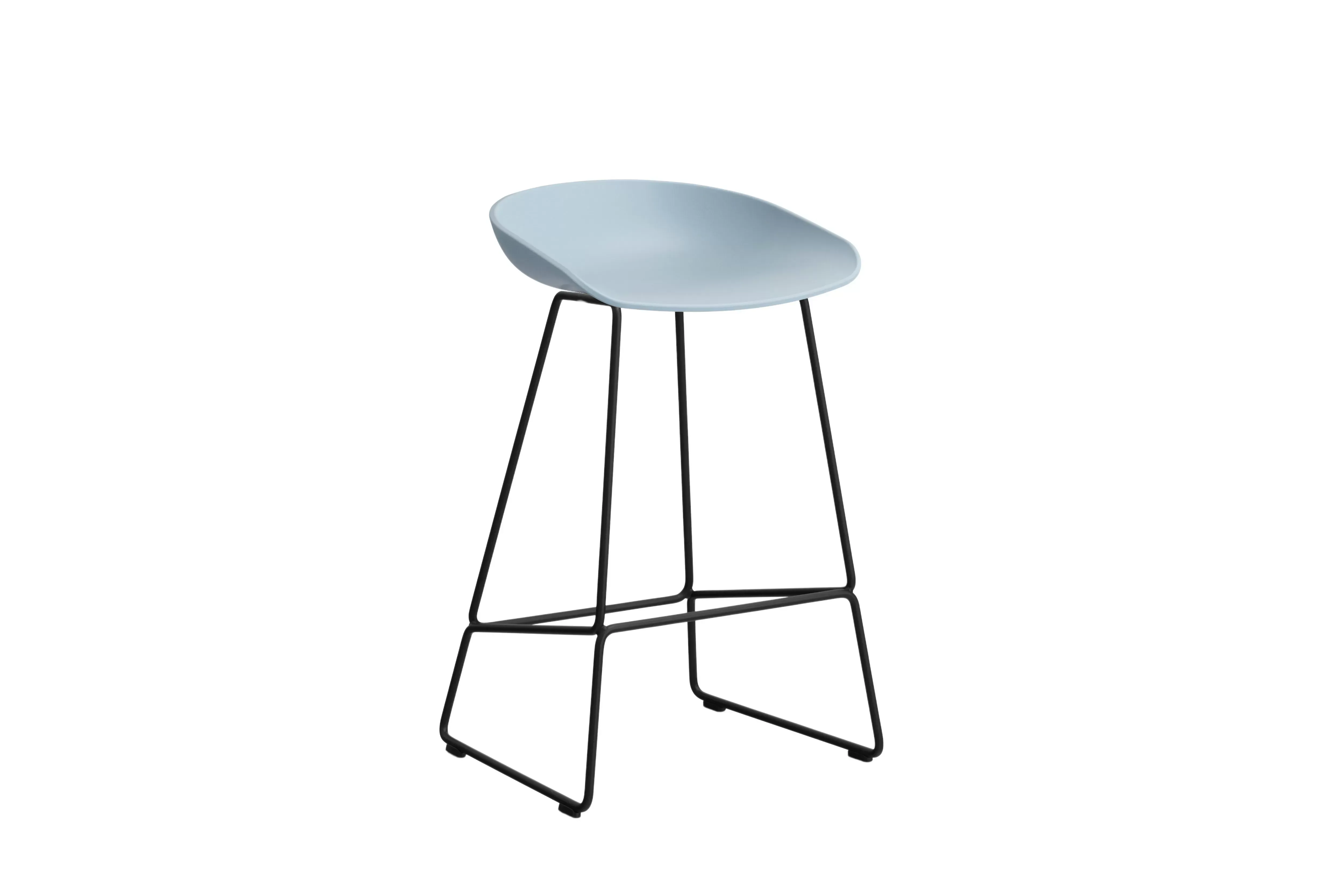 HAY About a Stool AAS 38 - patins standards en plastique - Hauteur d'assise 65 cm - slate blue 2.0 - noir