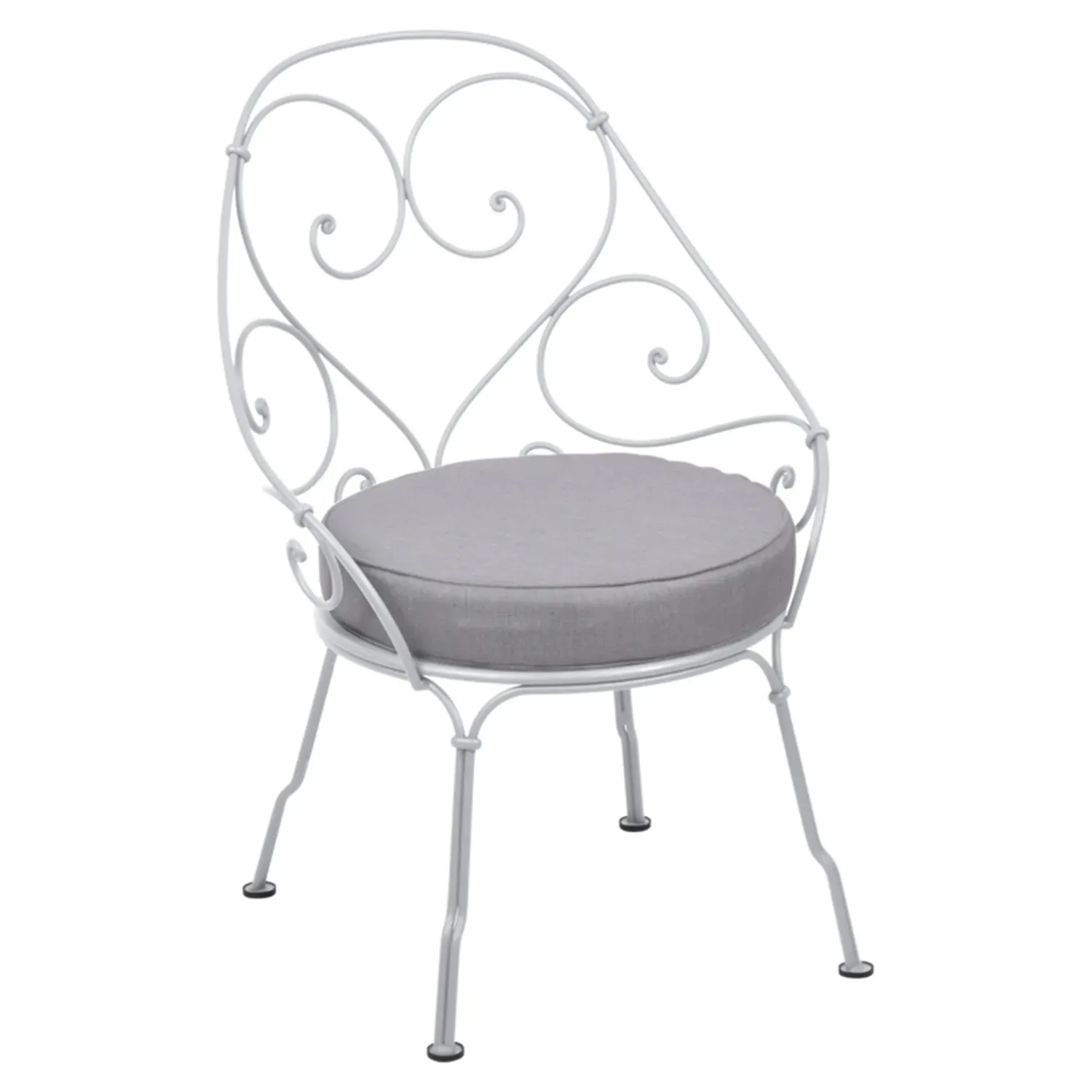 Fermob Fauteuil 1900 Cabriolet - 01 blanc coton - gris flanelle