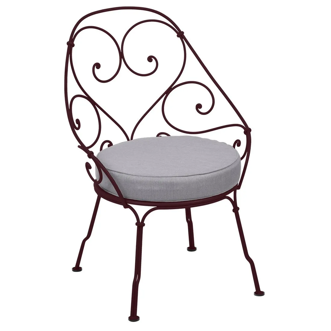 Fermob Fauteuil 1900 Cabriolet - B9 cerise noire - gris flanelle