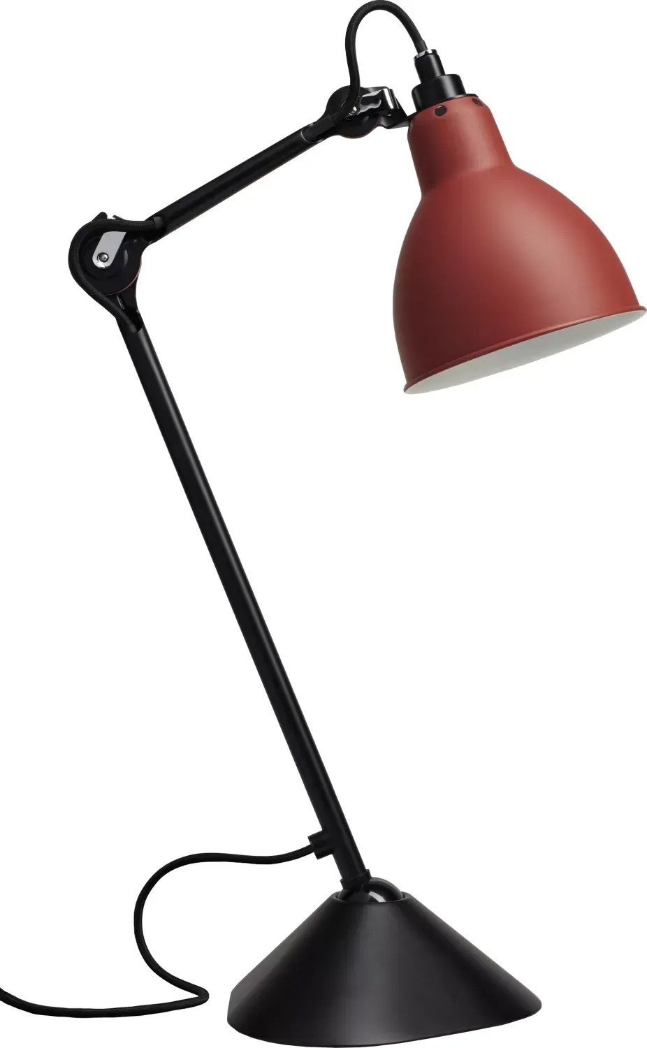DCWéditions Lampe de table LAMPE GRAS N°205 - Noir - rouge - rond