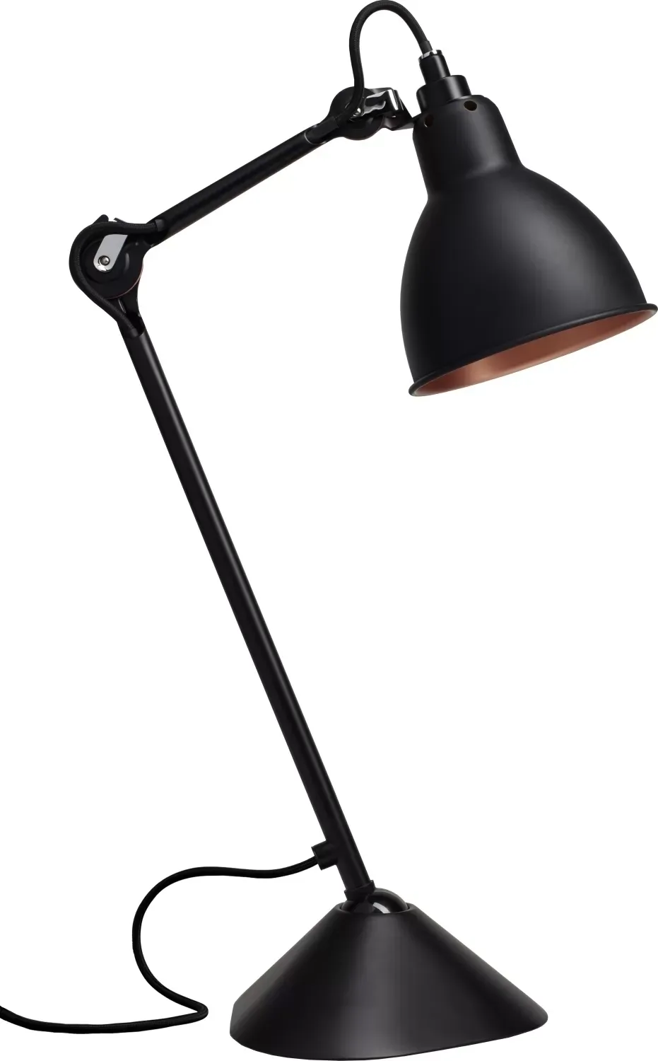 DCWéditions Lampe de table LAMPE GRAS N°205 - Noir - Noir/ Cuivre - rond