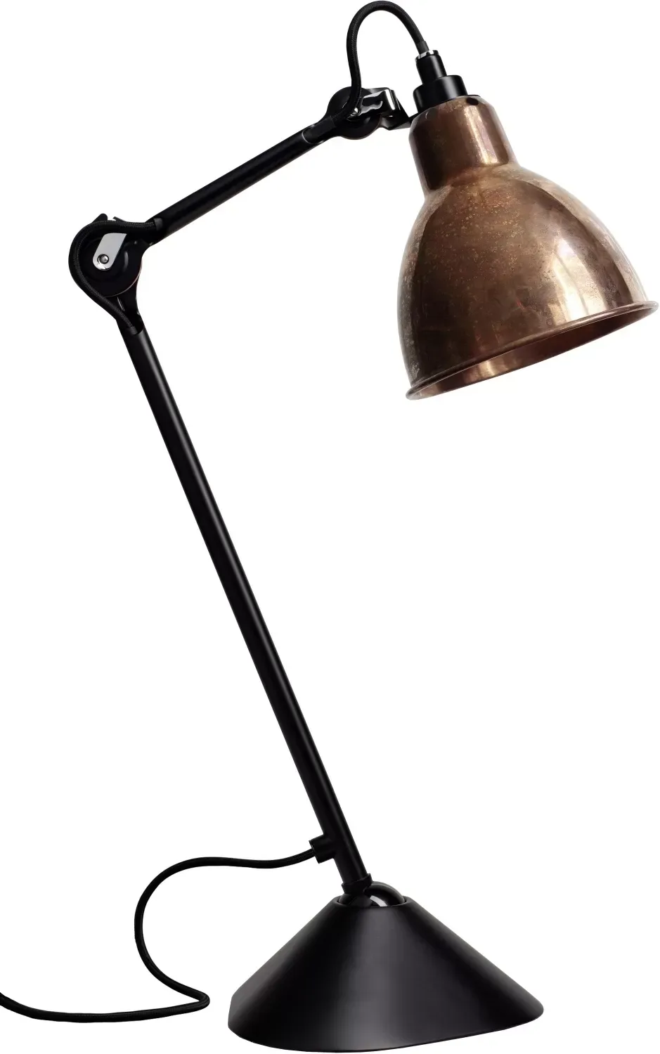DCWéditions Lampe de table LAMPE GRAS N°205 - Noir - Cuivre non poli - rond