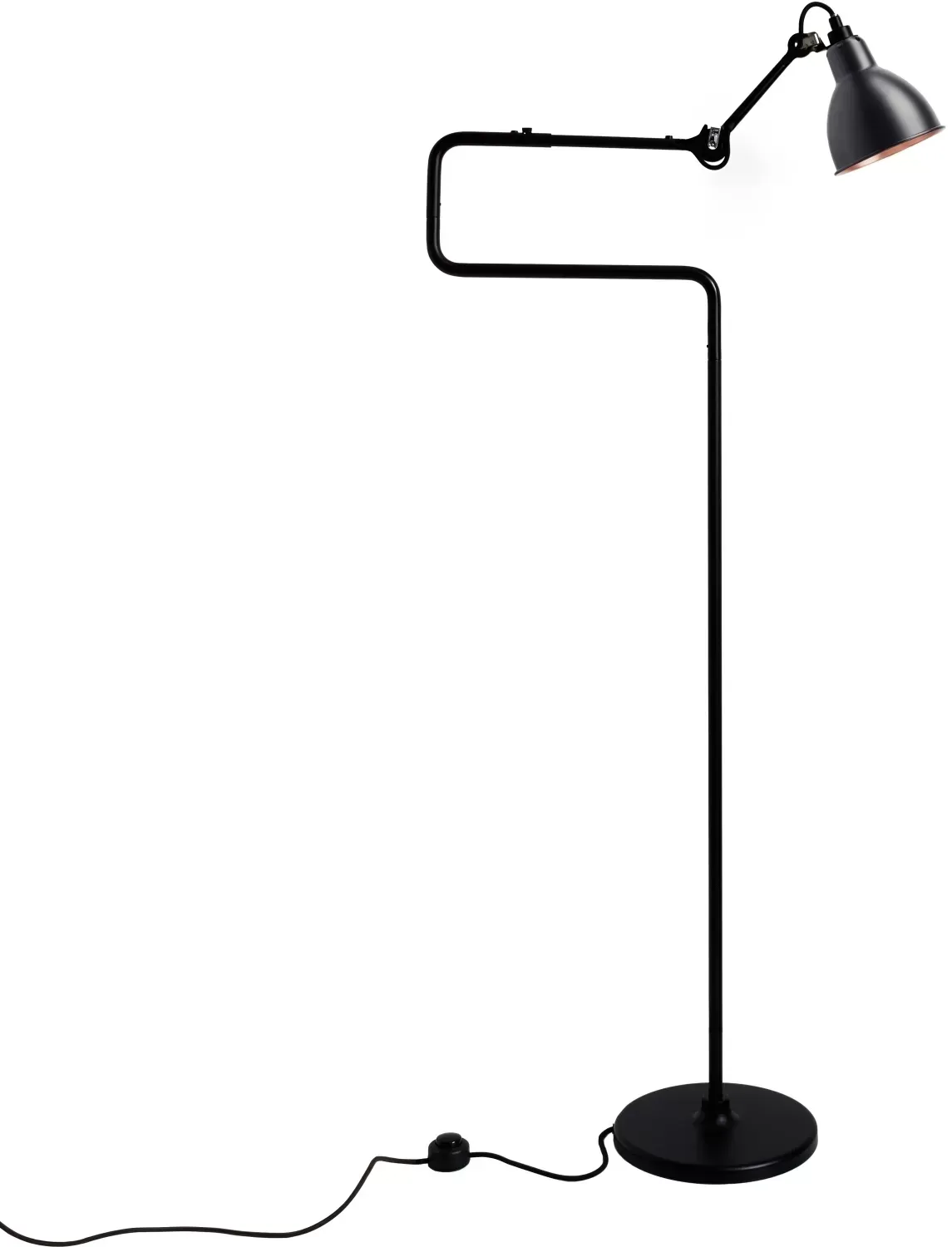 DCWéditions Lampadaire LAMPE GRAS N°411  - Noir/ Cuivre - rond