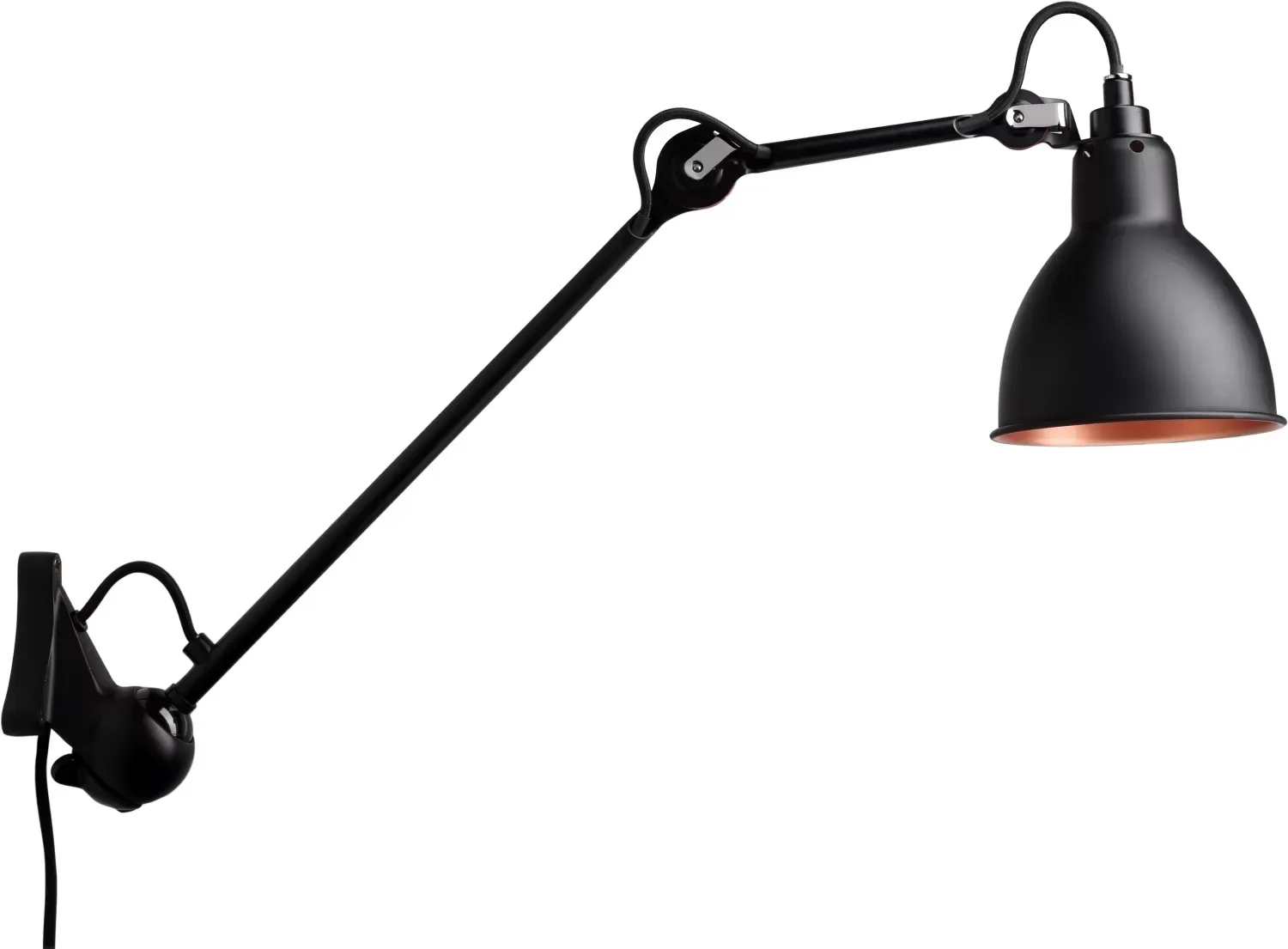 DCWéditions Applique LAMPE GRAS N°222 Noire - Noir/ Cuivre - rond