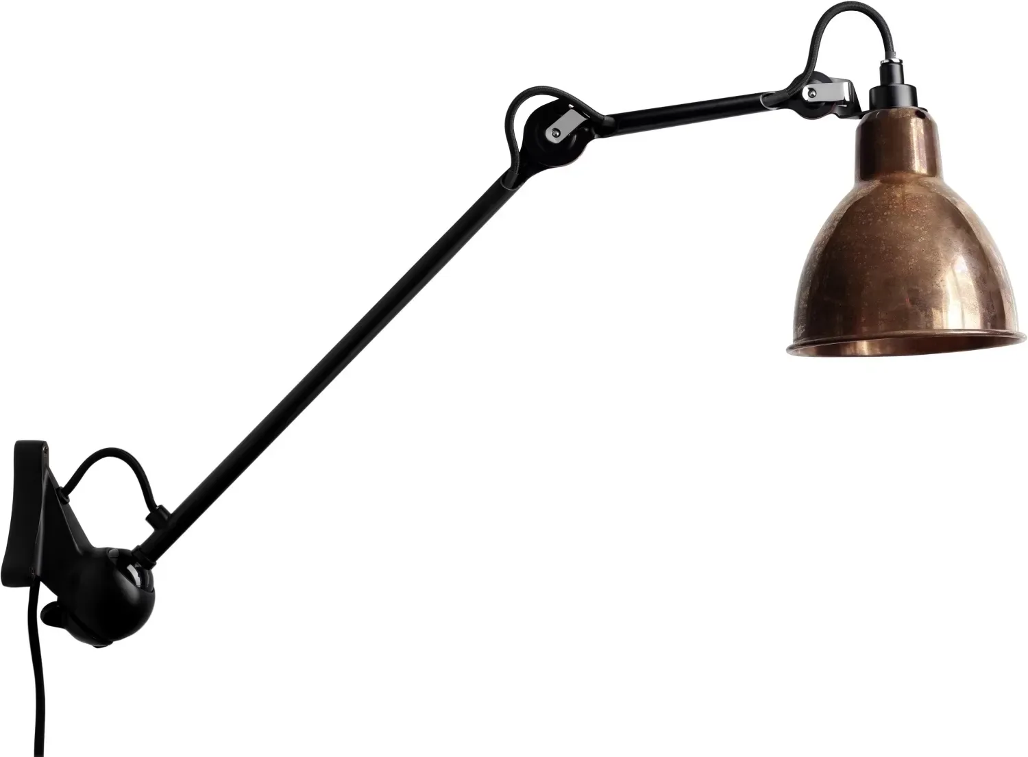 DCWéditions Applique LAMPE GRAS N°222 Noire - Cuivre non poli - rond