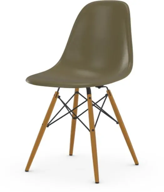 Vitra Chaise Eames en fibre de verre DSW - Raw Umber - Frêne couleur miel