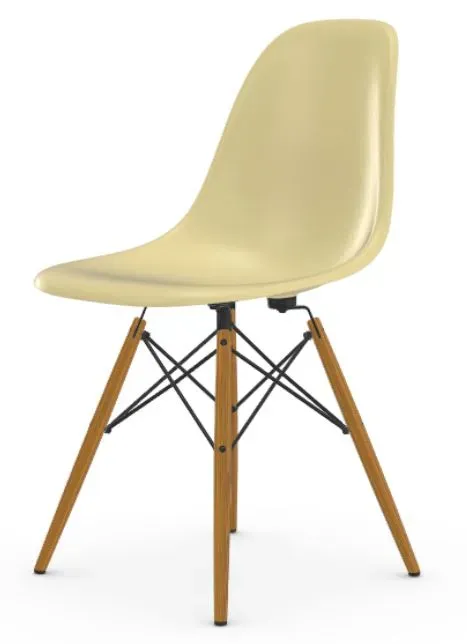 Vitra Chaise Eames en fibre de verre DSW - Parchment - Frêne couleur miel