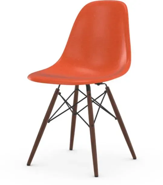 Vitra Chaise Eames en fibre de verre DSW - Red Orange - érable foncé