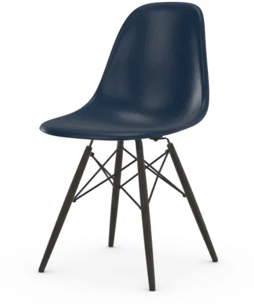 Vitra Chaise Eames en fibre de verre DSW - Navy Blue - érable noir