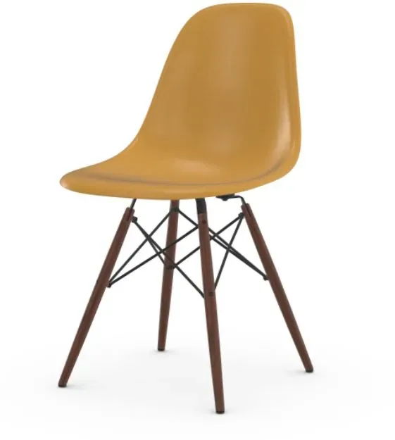 Vitra Chaise Eames en fibre de verre DSW - Ochre Light - érable foncé