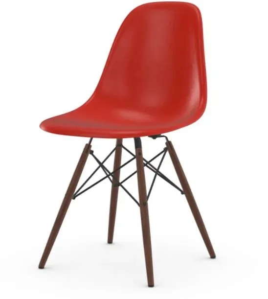 Vitra Chaise Eames en fibre de verre DSW - Classic Red - érable foncé