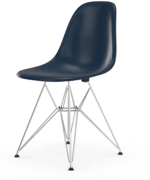 Vitra Chaise Eames en fibre de verre DSR - Navy Blue - chrome brillant