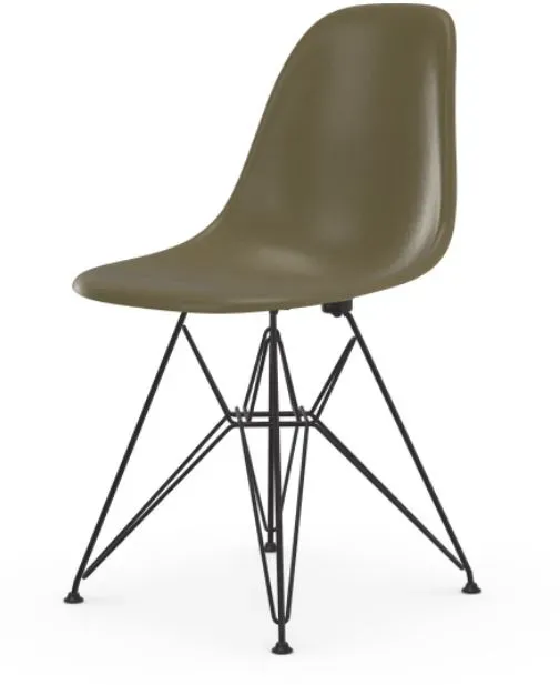 Vitra Chaise Eames en fibre de verre DSR - Raw Umber - noir basique enduit de poudre