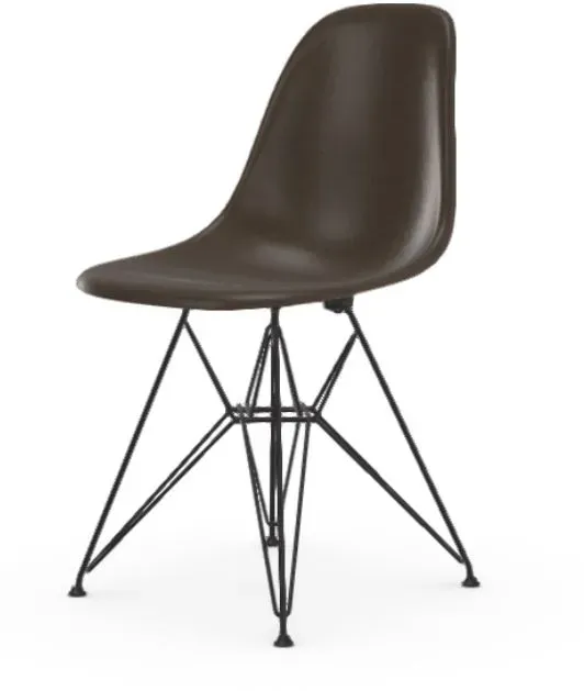 Vitra Chaise Eames en fibre de verre DSR - Elephant Hide Grey - noir basique enduit de poudre