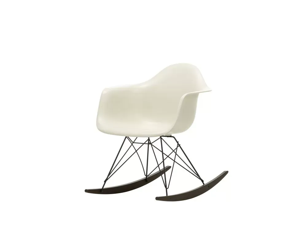 Vitra Chaise à bascule RAR Eames Plastic  - Patins Érable foncé - chromé - galet RE
