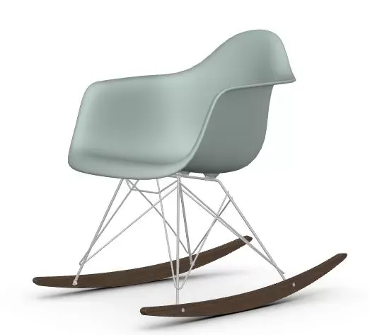 Vitra Chaise à bascule RAR Eames Plastic  - gris clair RE - chromé - Patins Érable foncé
