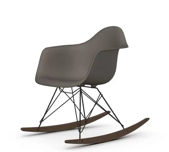 Vitra Chaise à bascule RAR Eames Plastic  - gris granit RE - noir - Patins Érable foncé