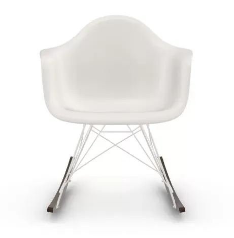 Vitra Chaise à bascule RAR Eames Plastic  - blanc - blanc - Patins Érable foncé