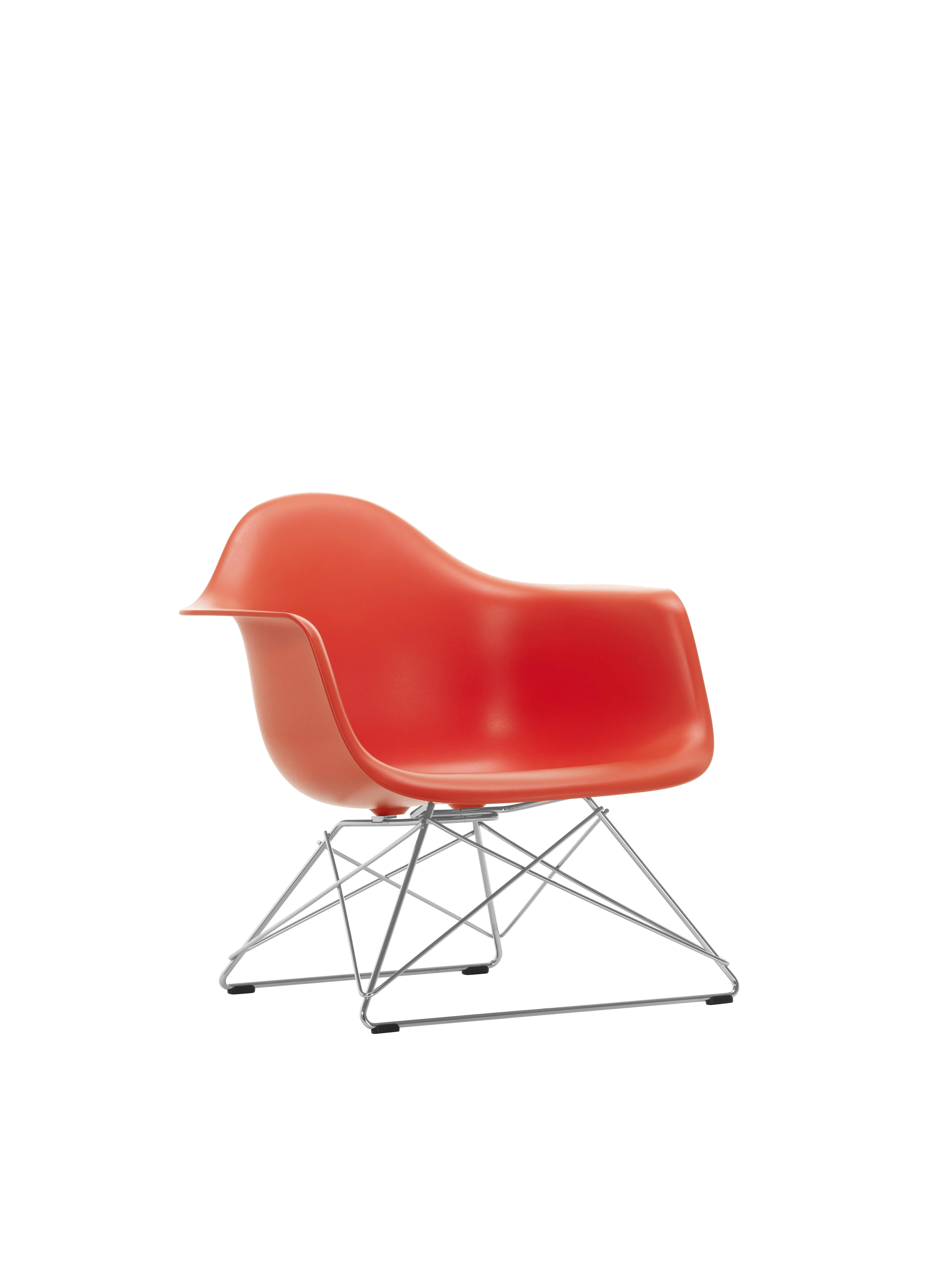 Vitra Fauteuil en plastique Eames LAR  - poppy red RE - chrome brillant