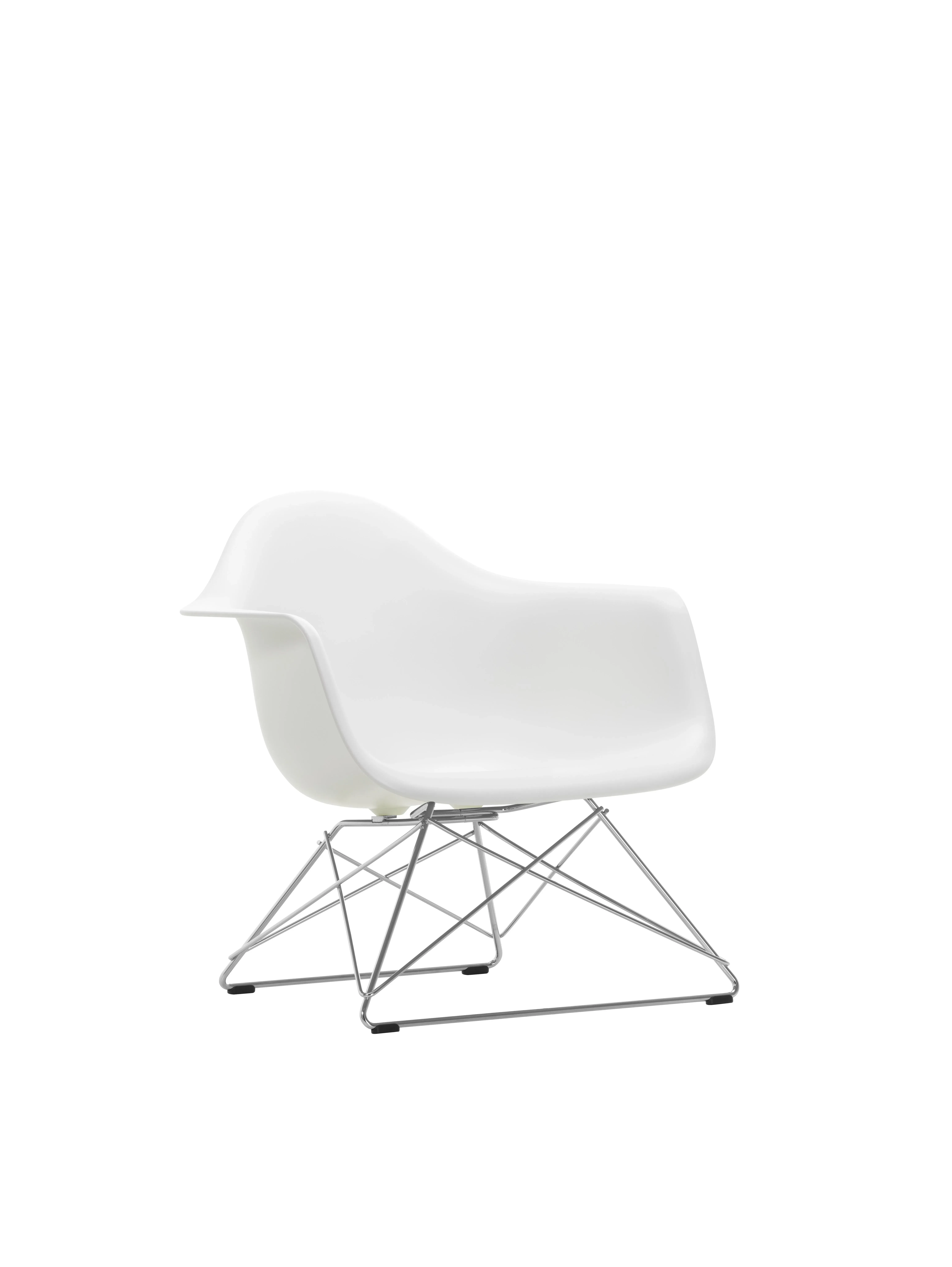 Vitra Fauteuil en plastique Eames LAR  - blanc - chrome brillant
