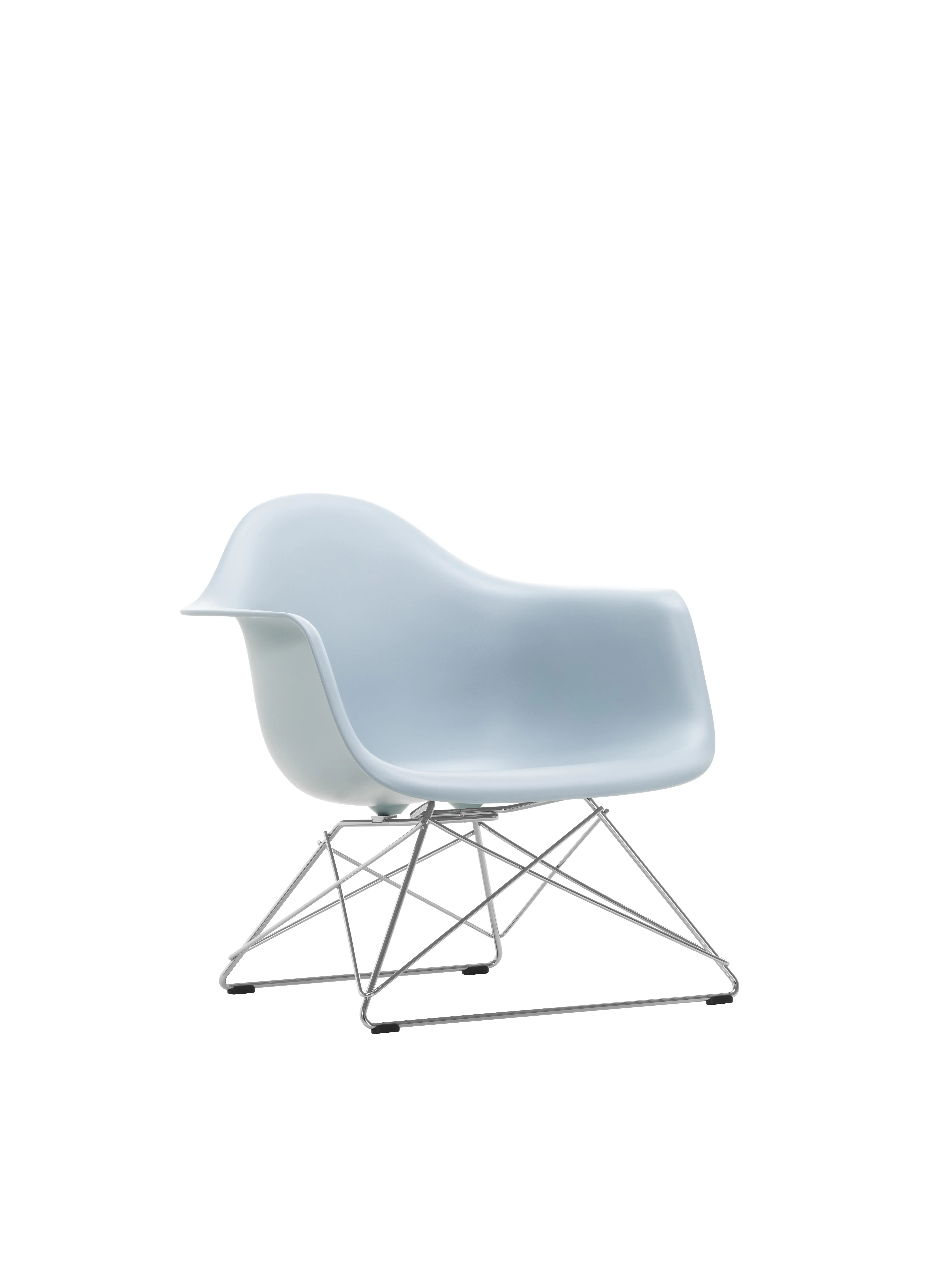 Vitra Fauteuil en plastique Eames LAR  - gris polaire RE - chrome brillant