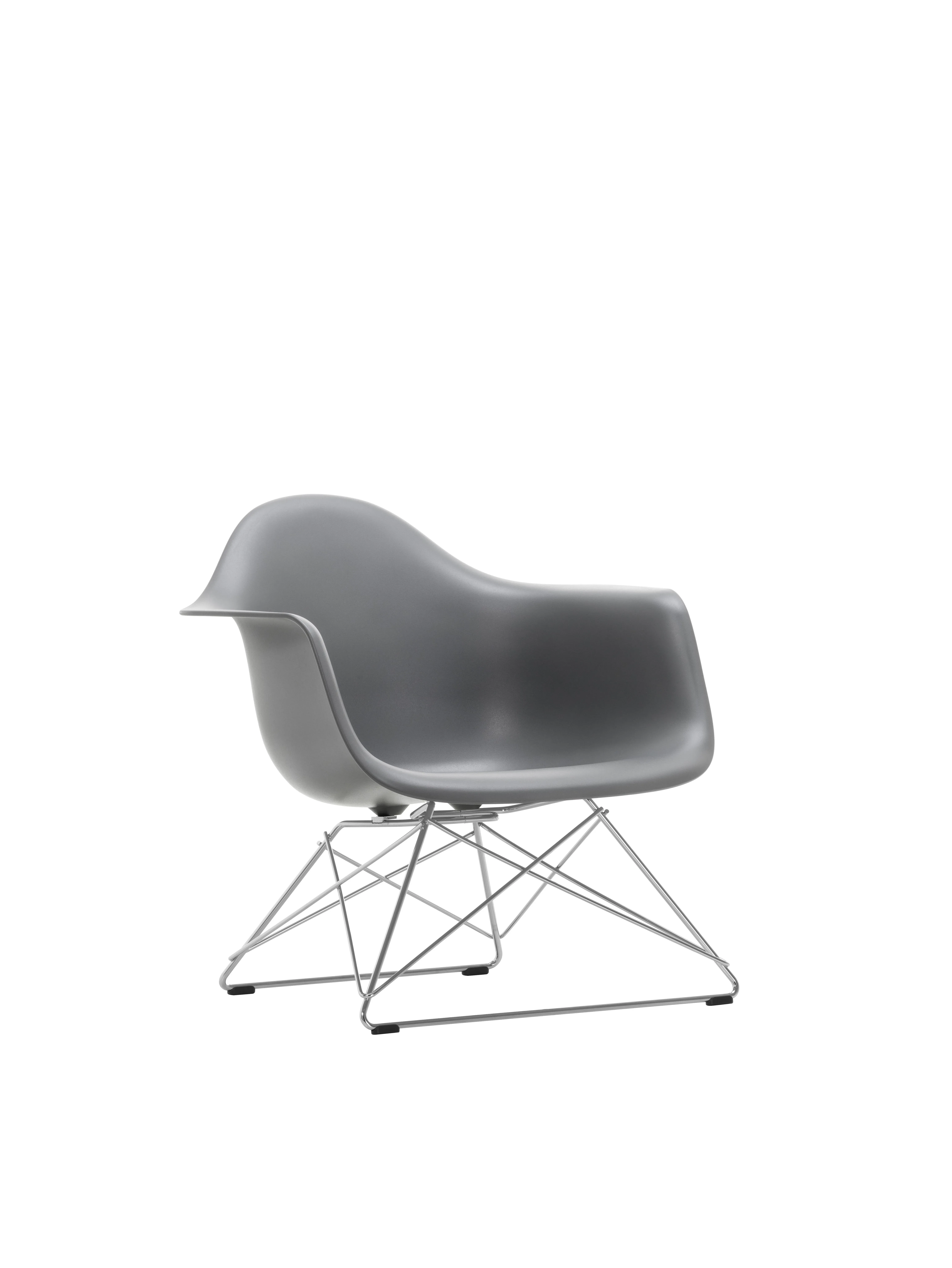 Vitra Fauteuil en plastique Eames LAR  - gris granit RE - chrome brillant