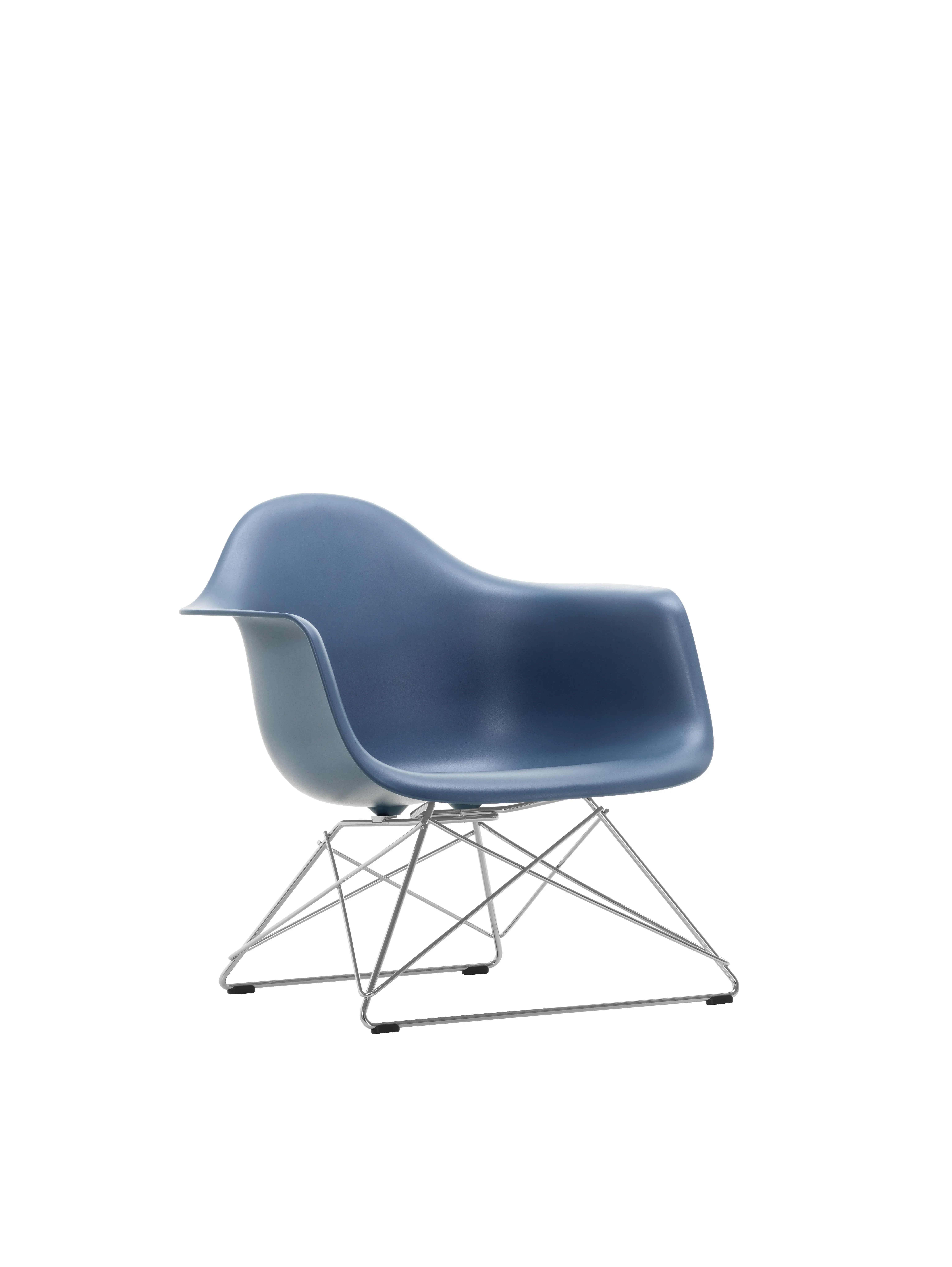 Vitra Fauteuil en plastique Eames LAR  - bleu marin RE - chrome brillant