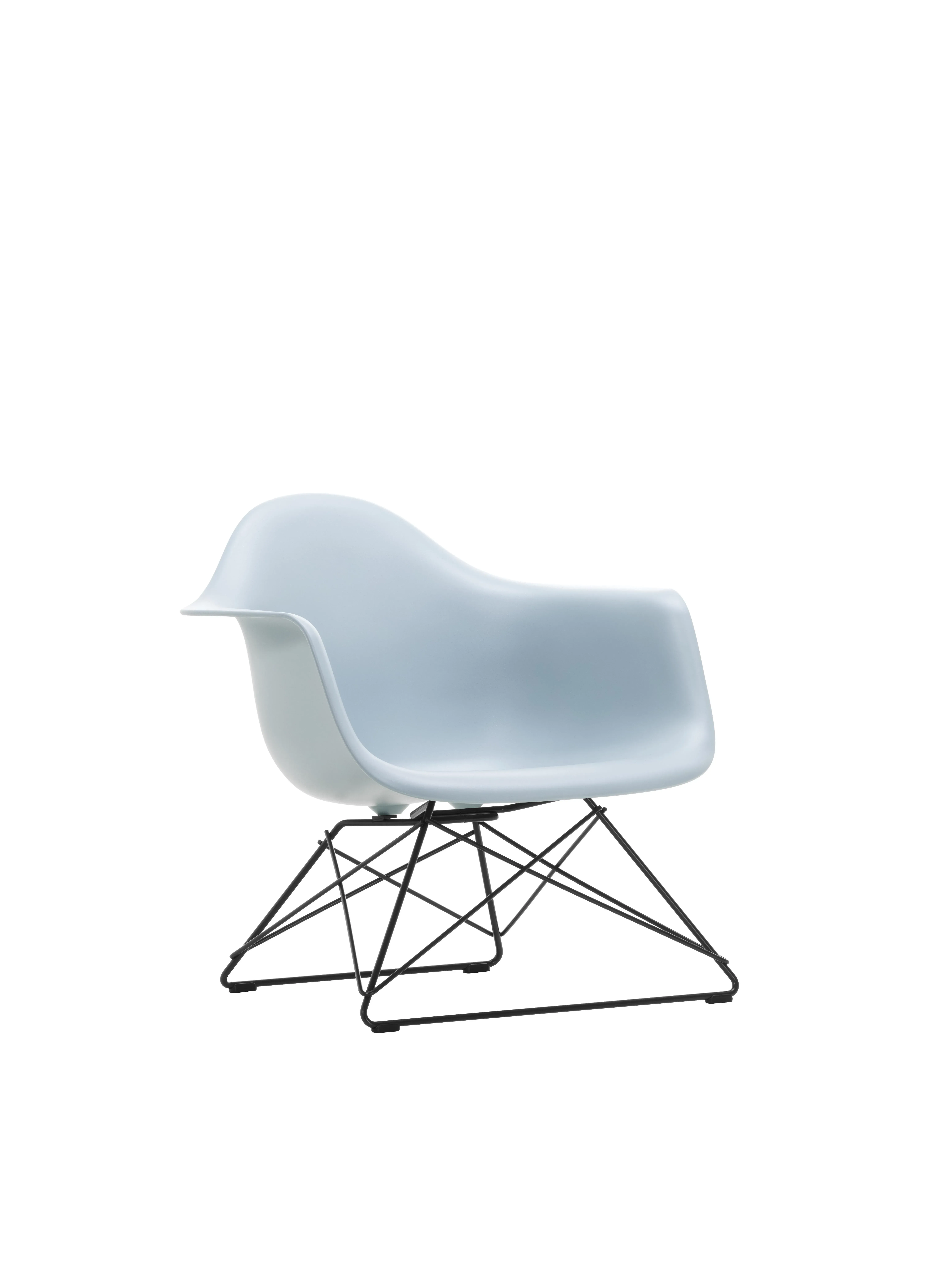 Vitra Fauteuil en plastique Eames LAR  - gris polaire RE - noir basique enduit de poudre